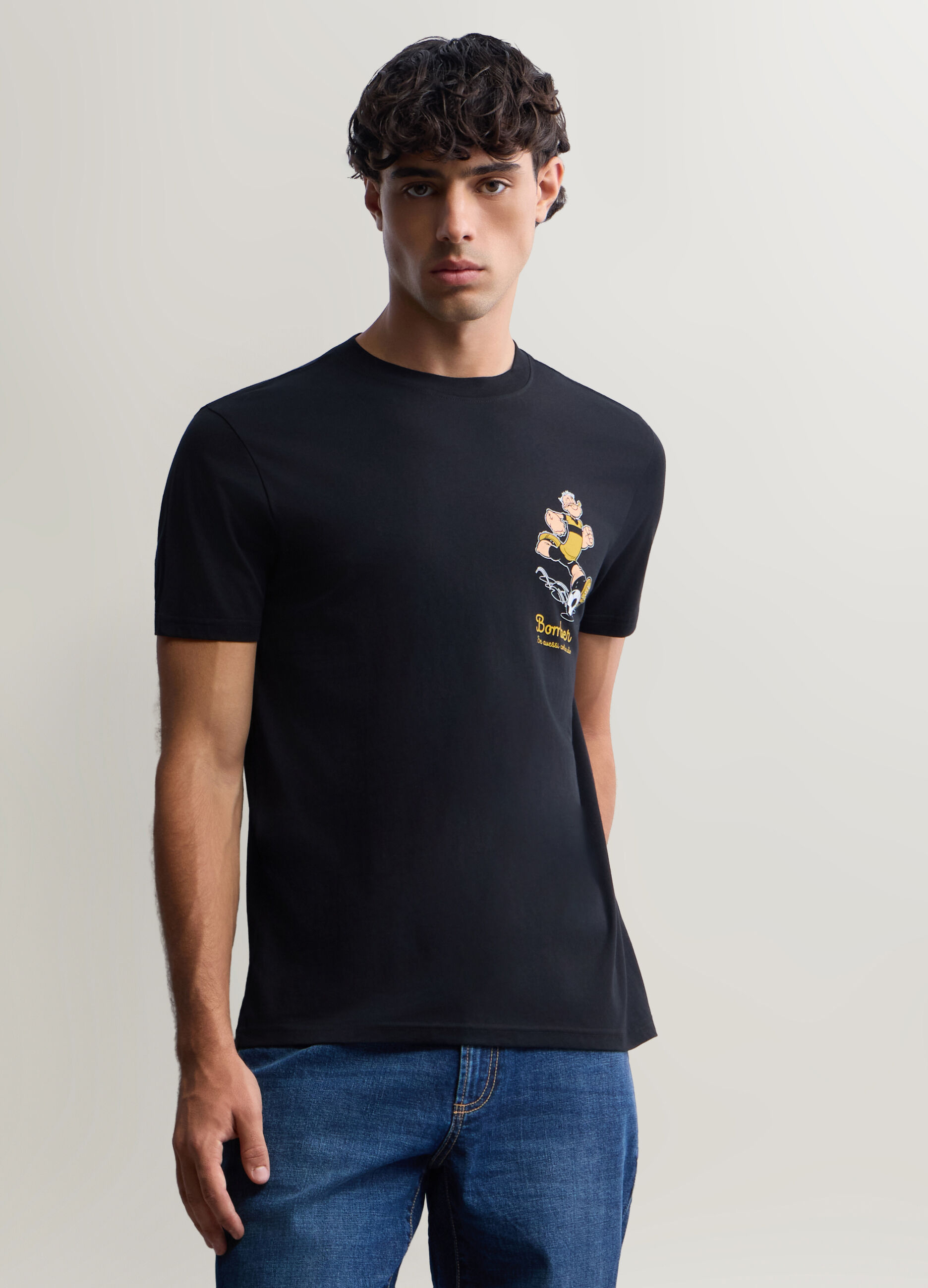 T-shirt girocollo in cotone con stampa Braccio di ferro uomo_0