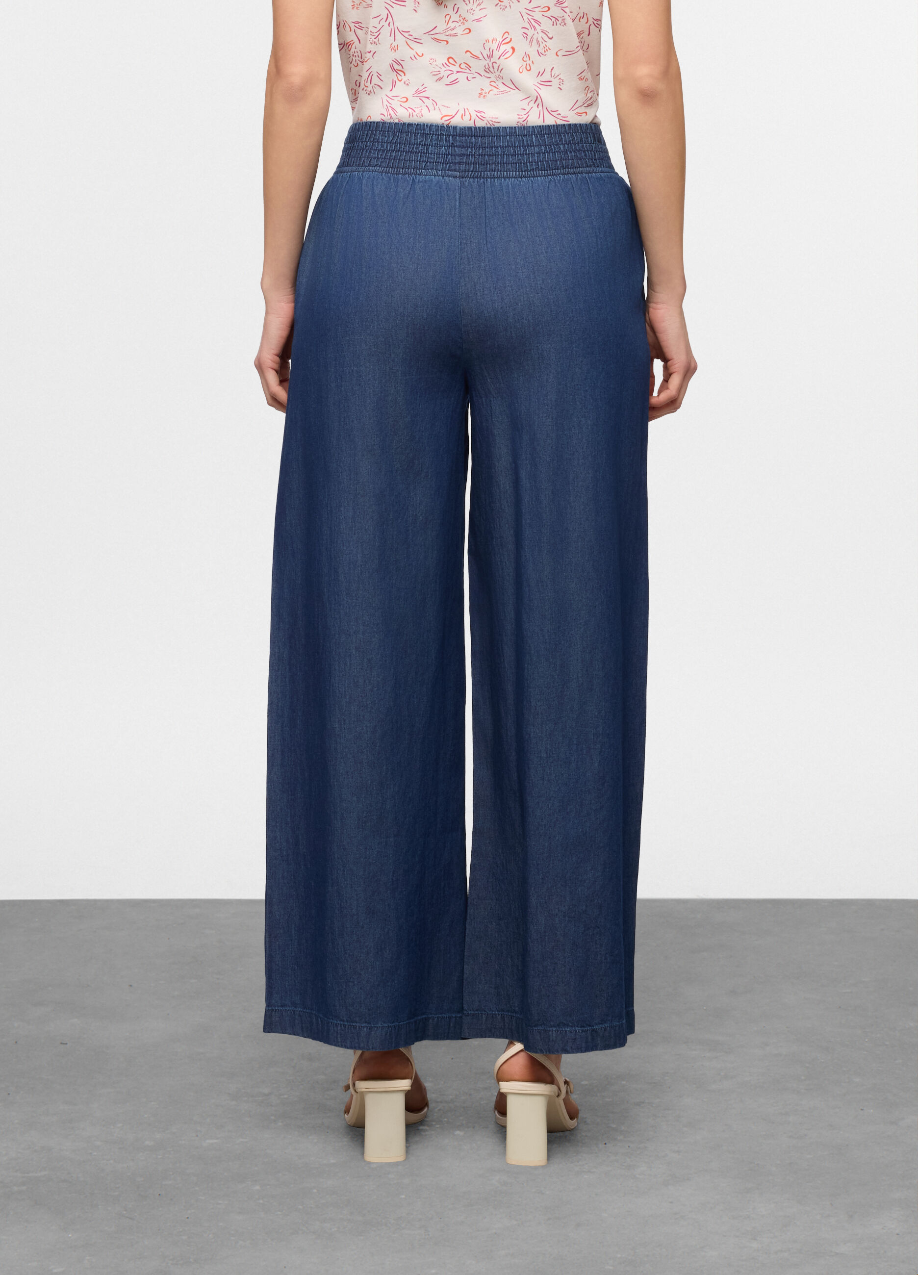 Jogger Fit Wide in cotone con vita elasticata donna_1