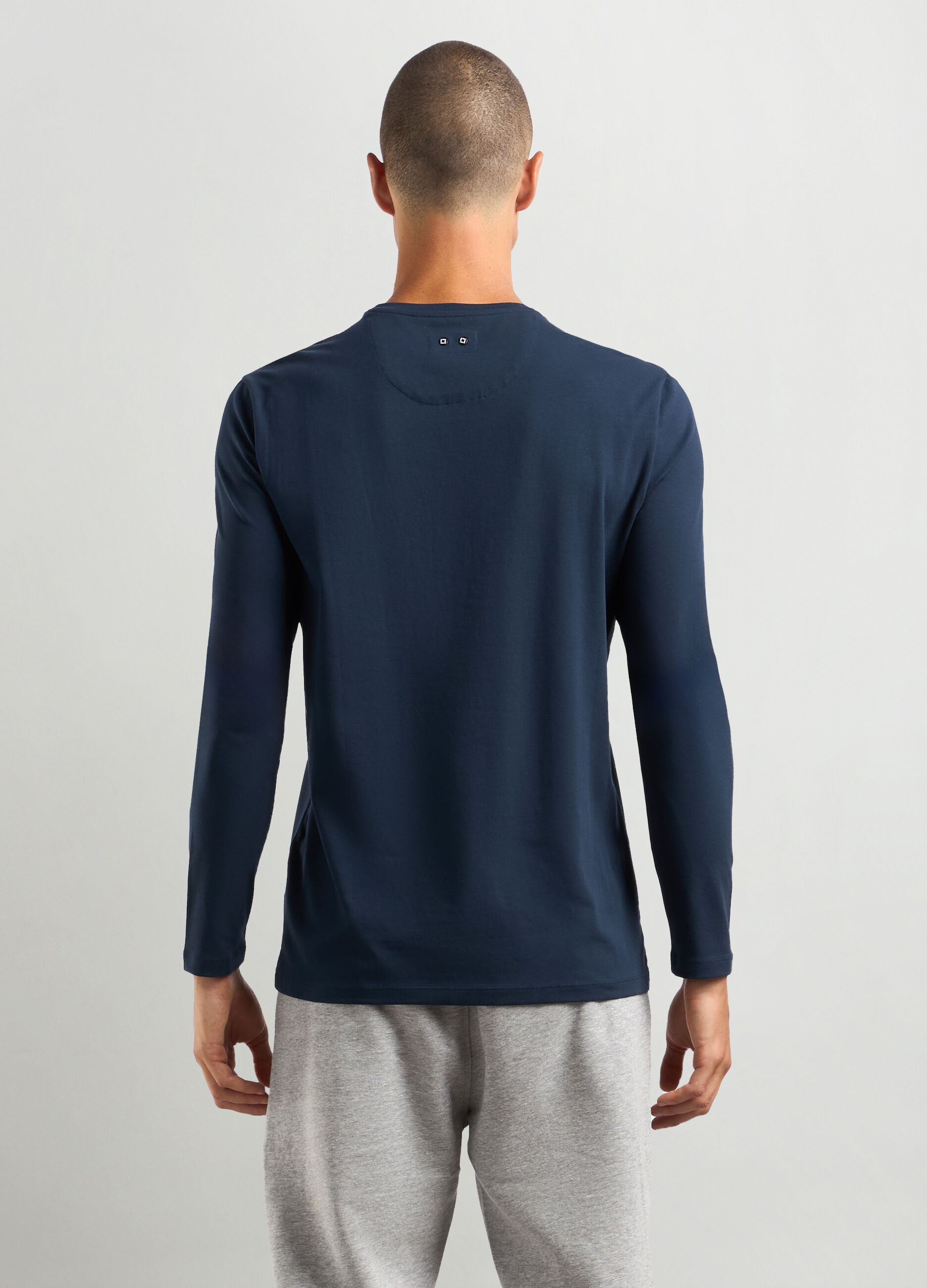 T-shirt a manica lunga in cotone stretch uomo_1