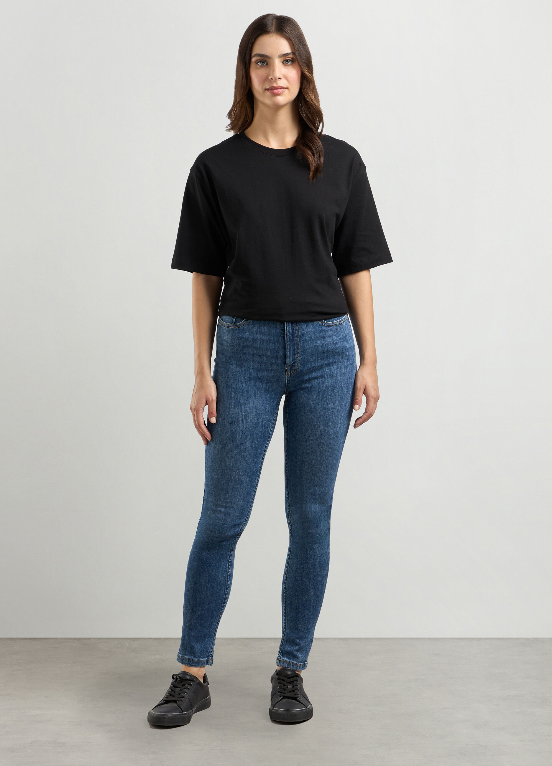Jeggings in denim di cotone stretch donna_0