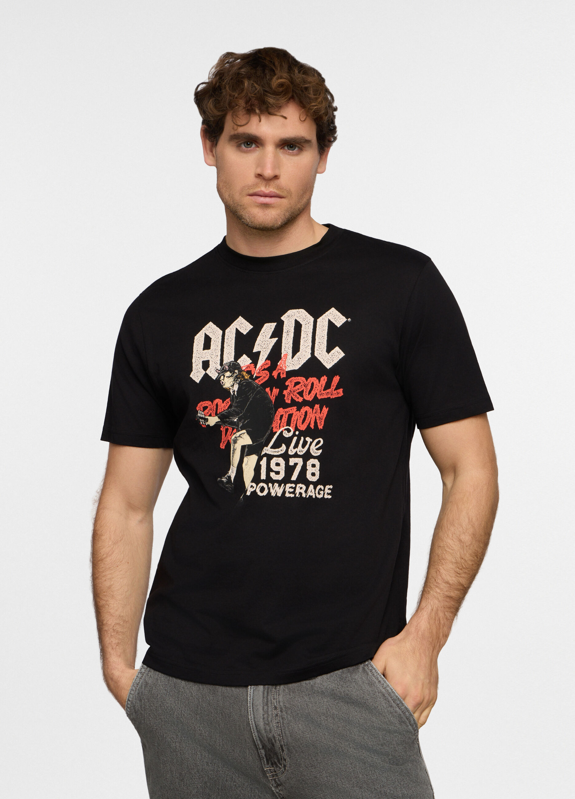 T-shirt girocollo con stampa AC/DC uomo_0