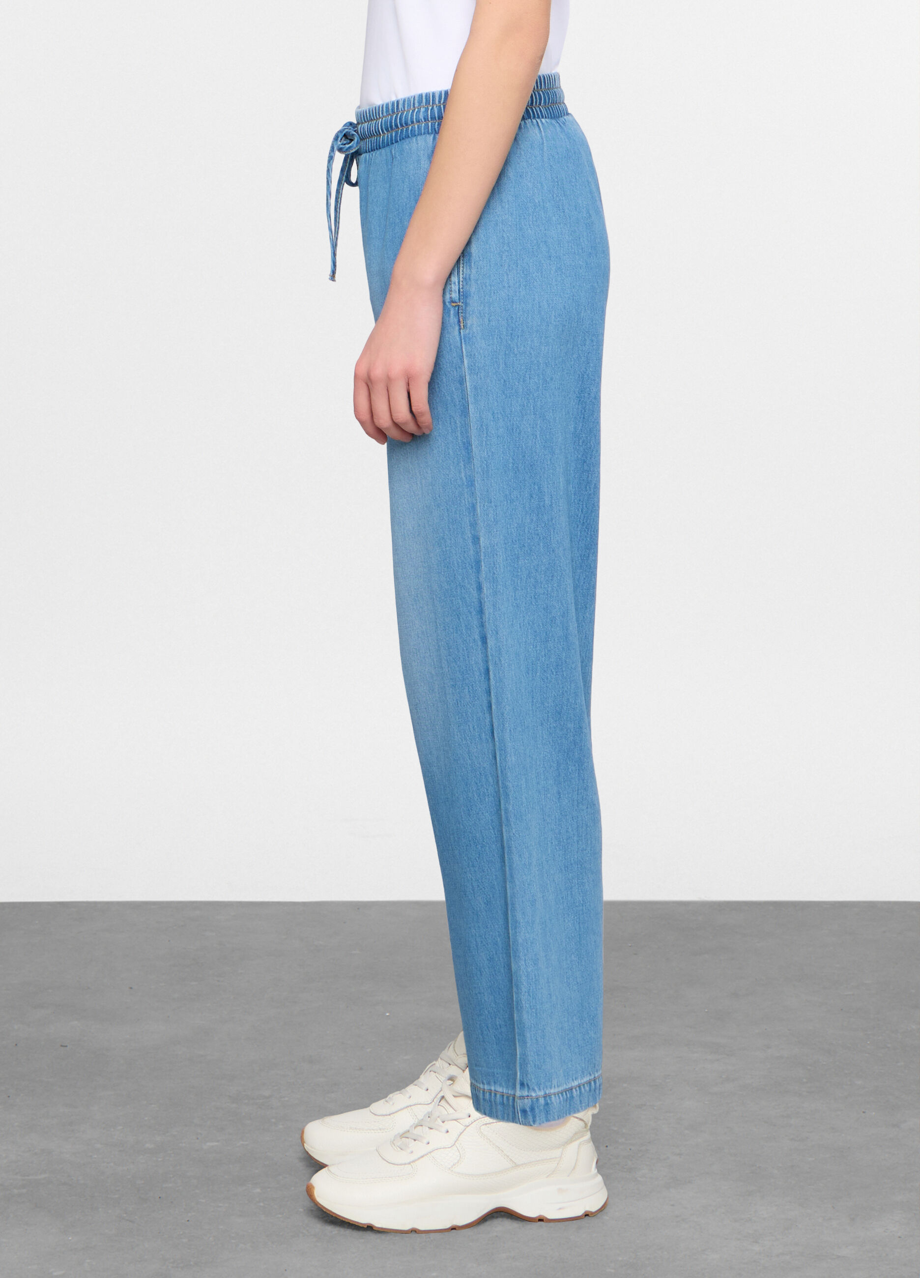 Jogger fit Straight in misto Lyocell con vita elasticata donna_1