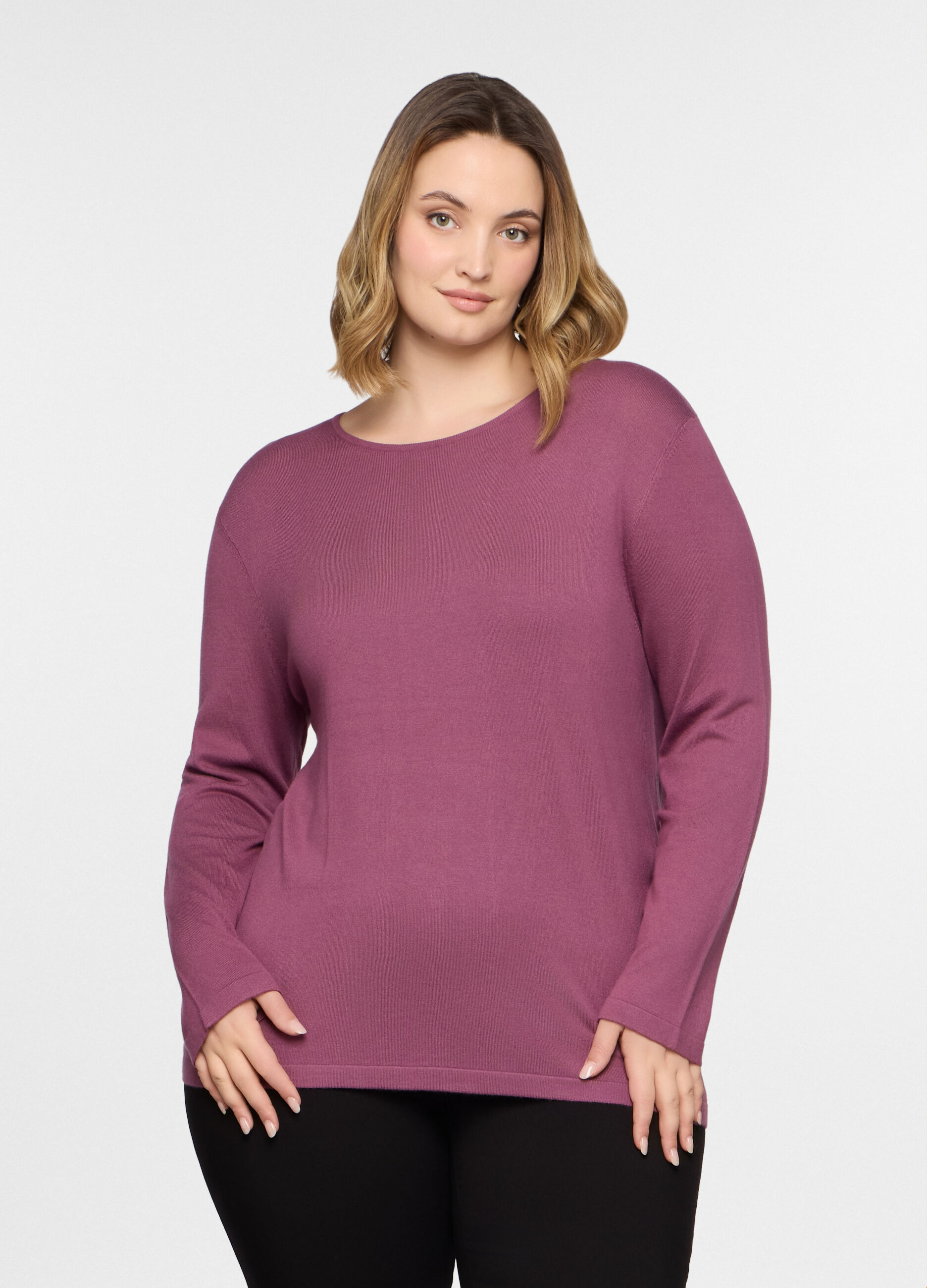 Maglia girocollo in costina donna curvy_0