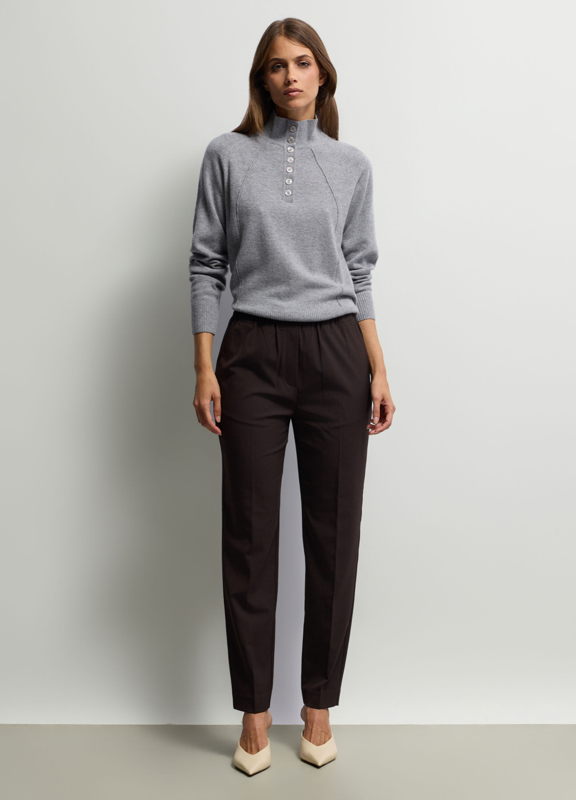 Pantaloni Fit Regular misto viscosa stretch donna_0