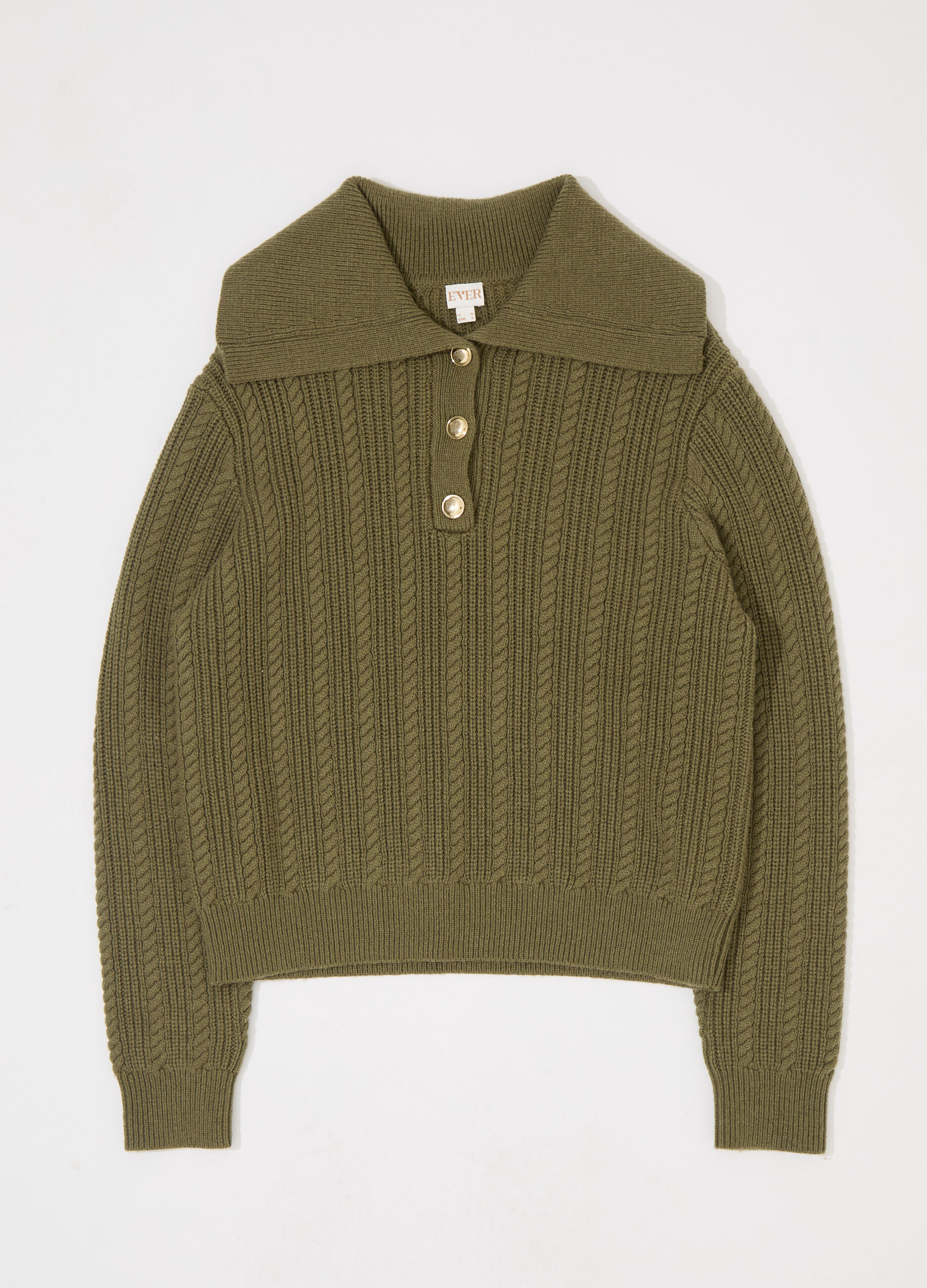 Pullover in misto lana con colletto donna_4