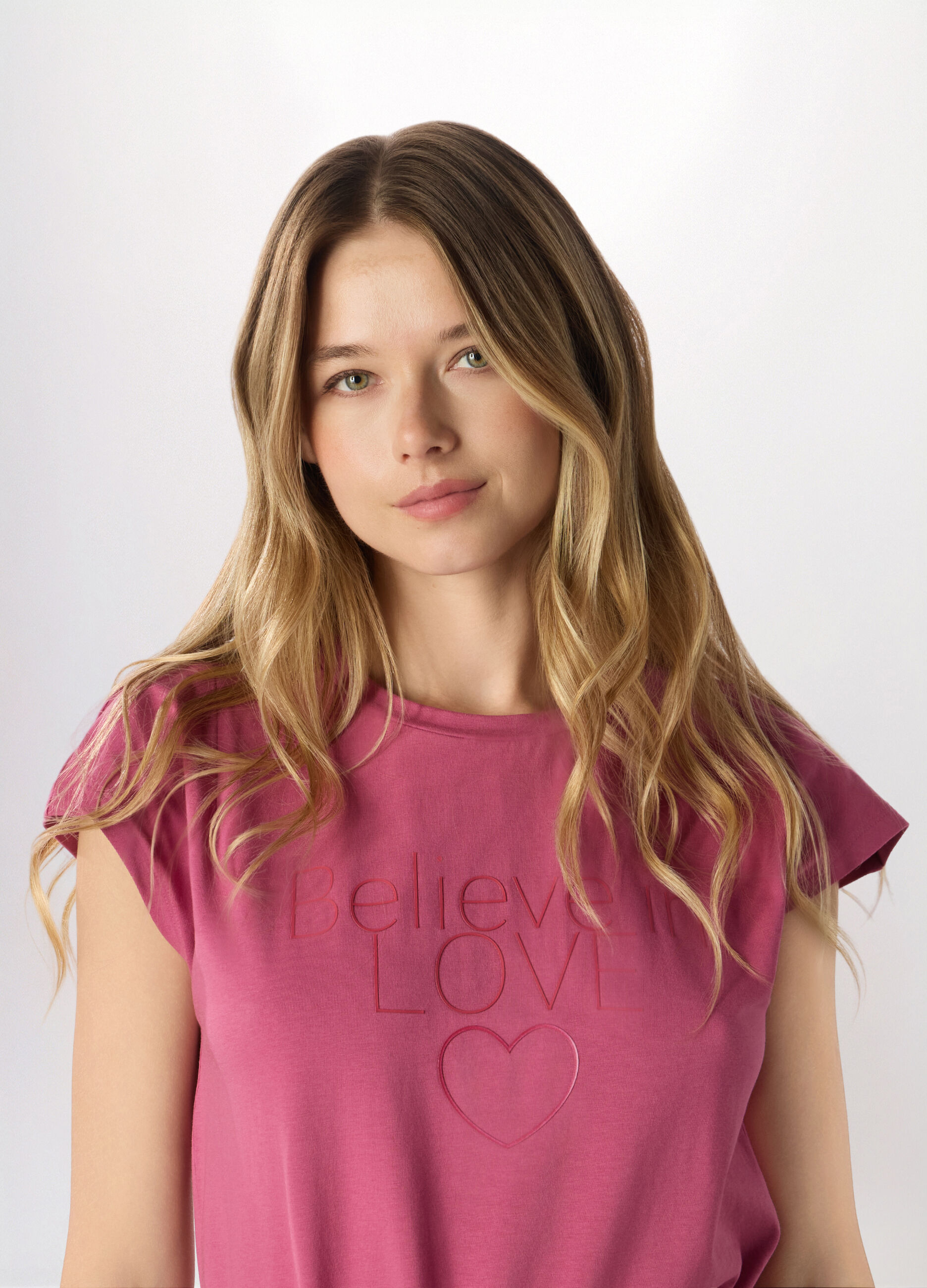 T-shirt in jersey di cotone stretch donna_2