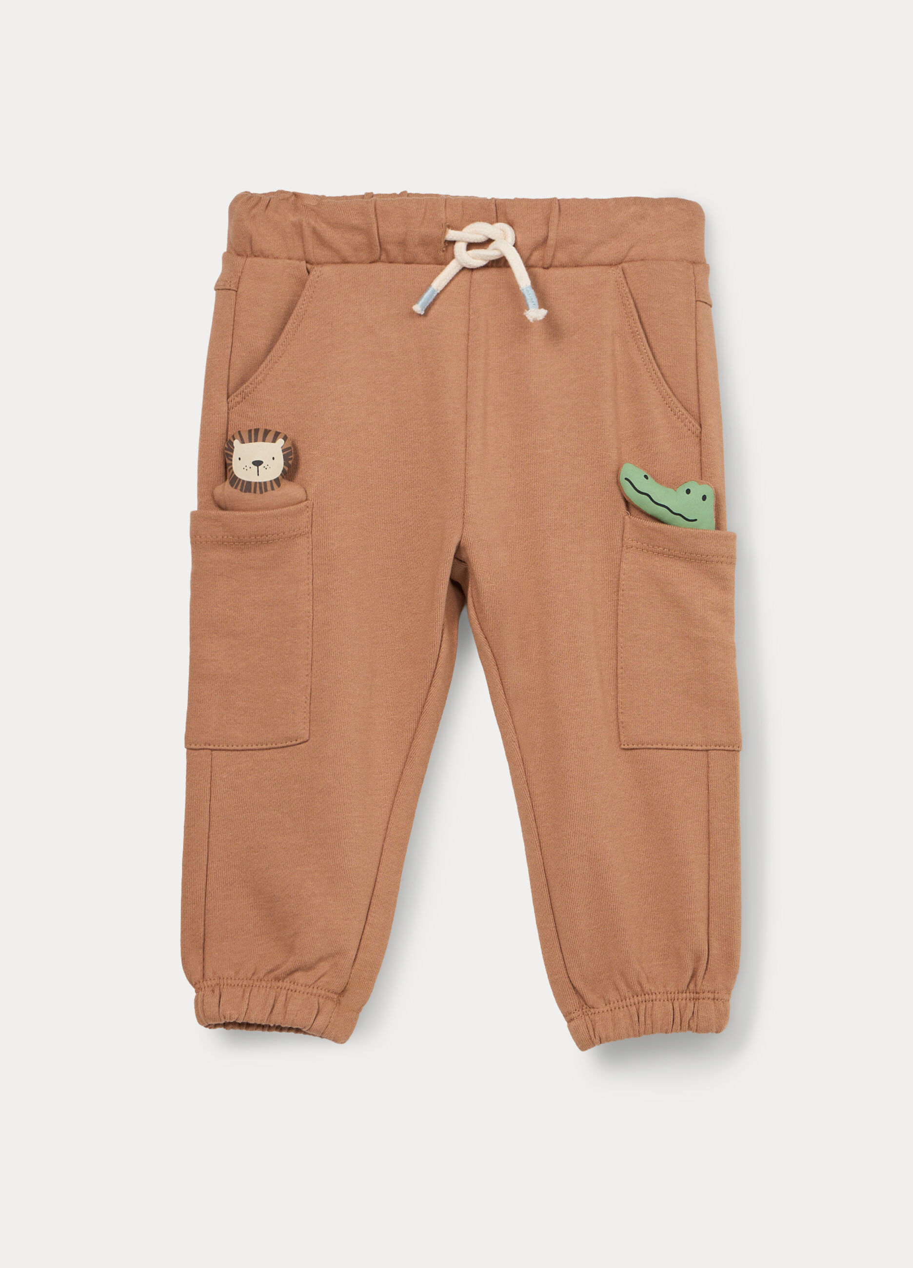 Pantaloni cargo in french terry di puro cotone bimbo_0