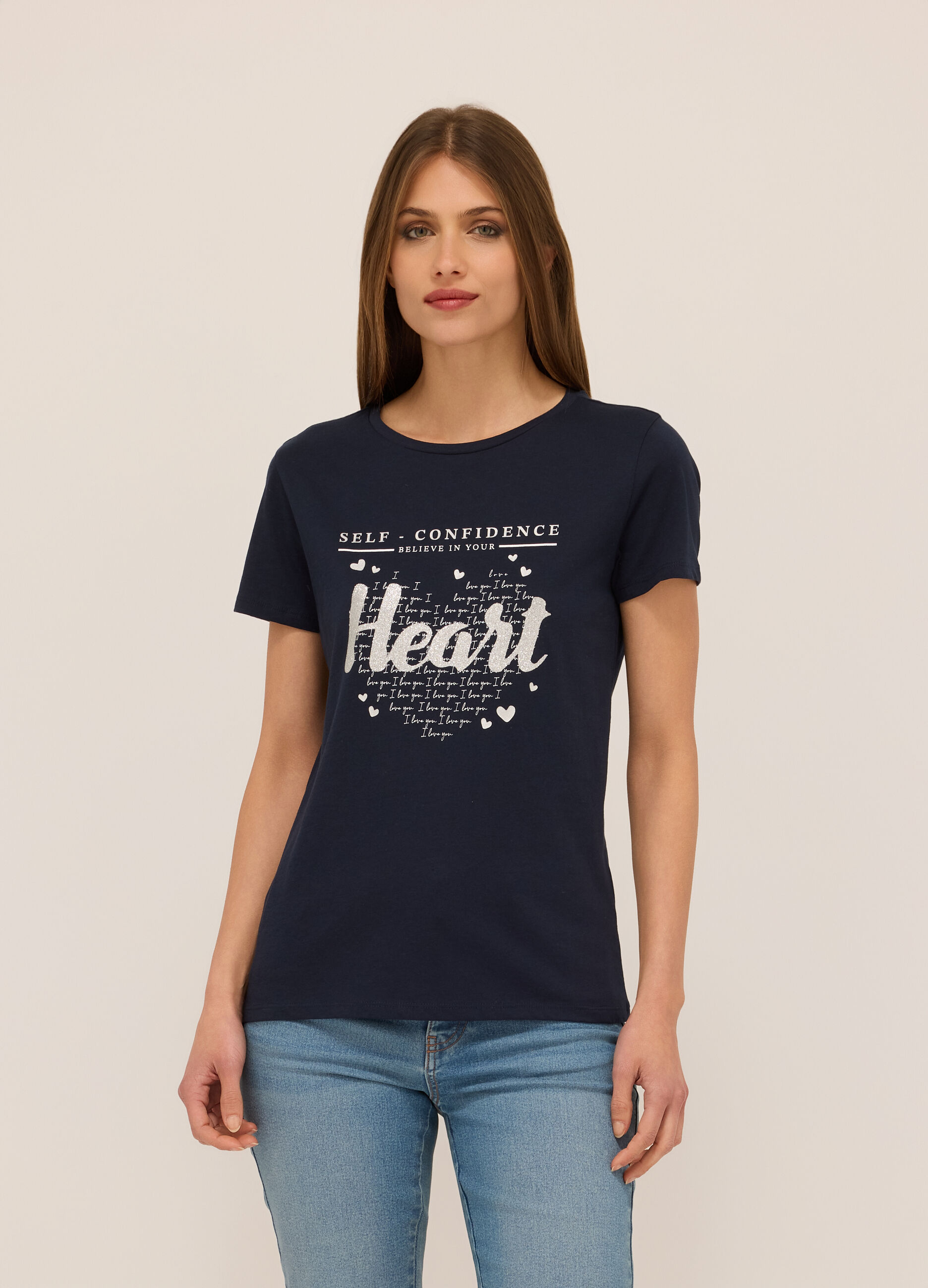 T-shirt in jersey di puro cotone donna_0