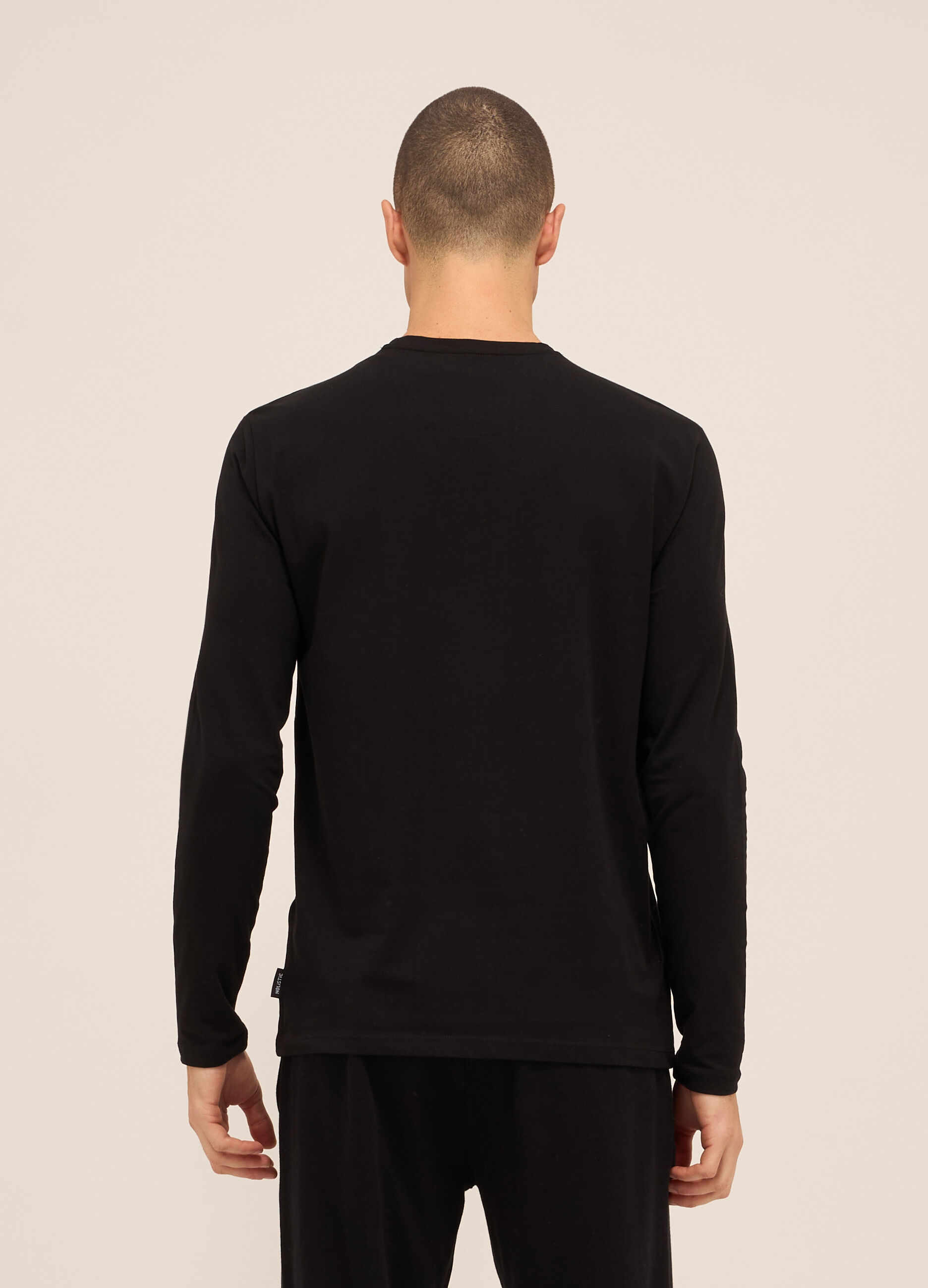 Maglia girocollo a maniche lunghe in cotone stretch uomo_1