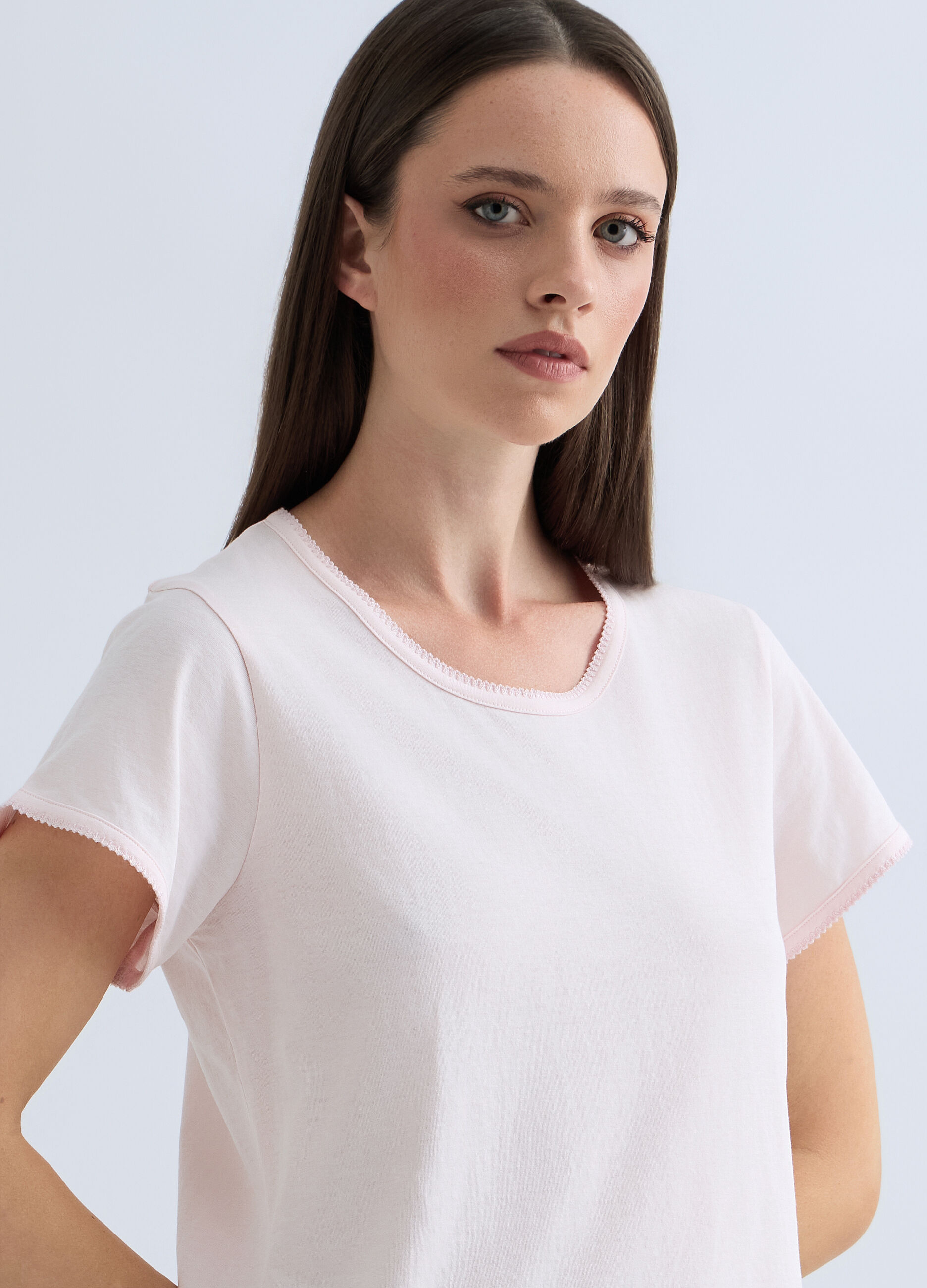 Pigiama corto in puro cotone donna_2
