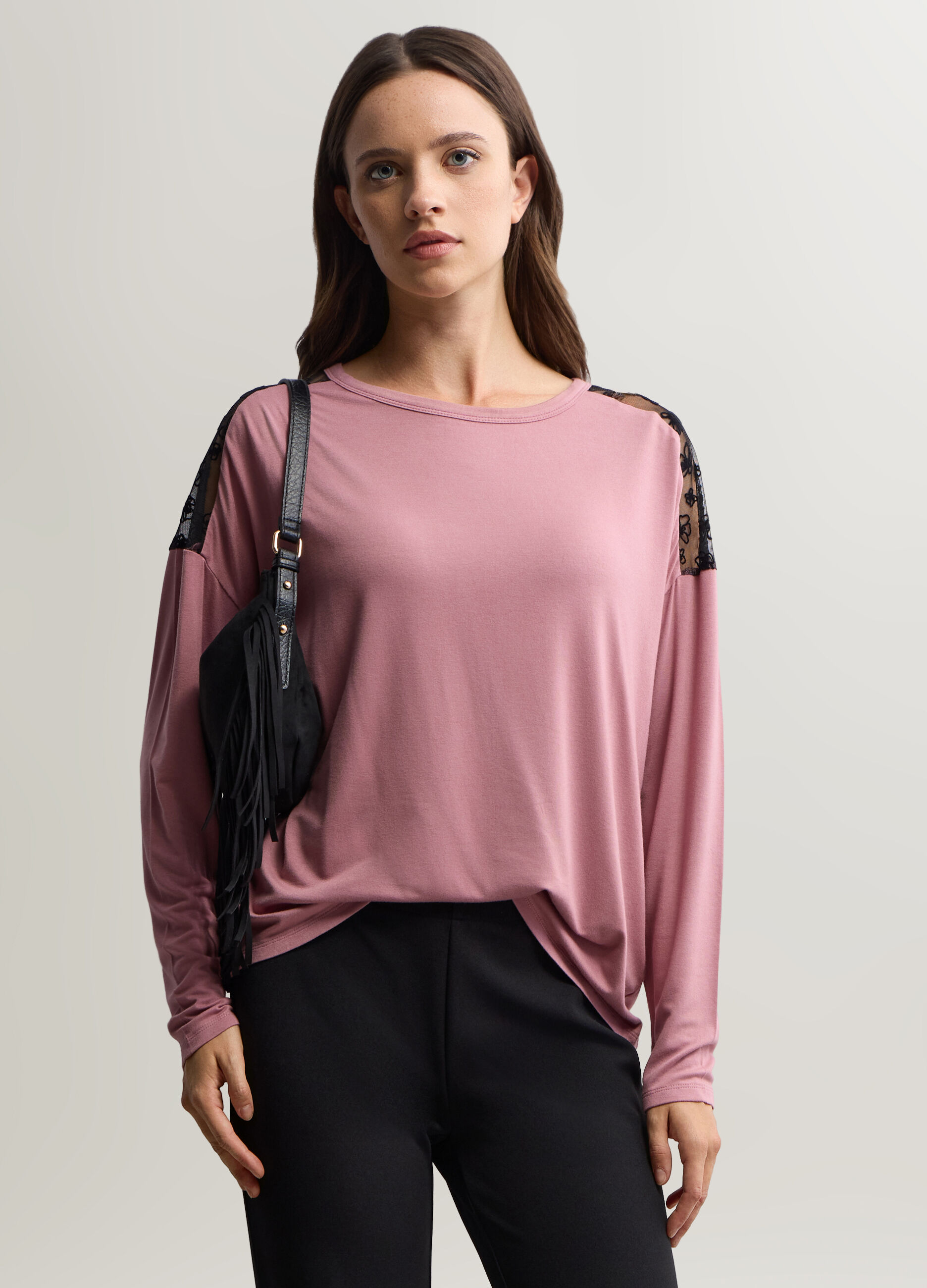 T-shirt girocollo stretch donna_0