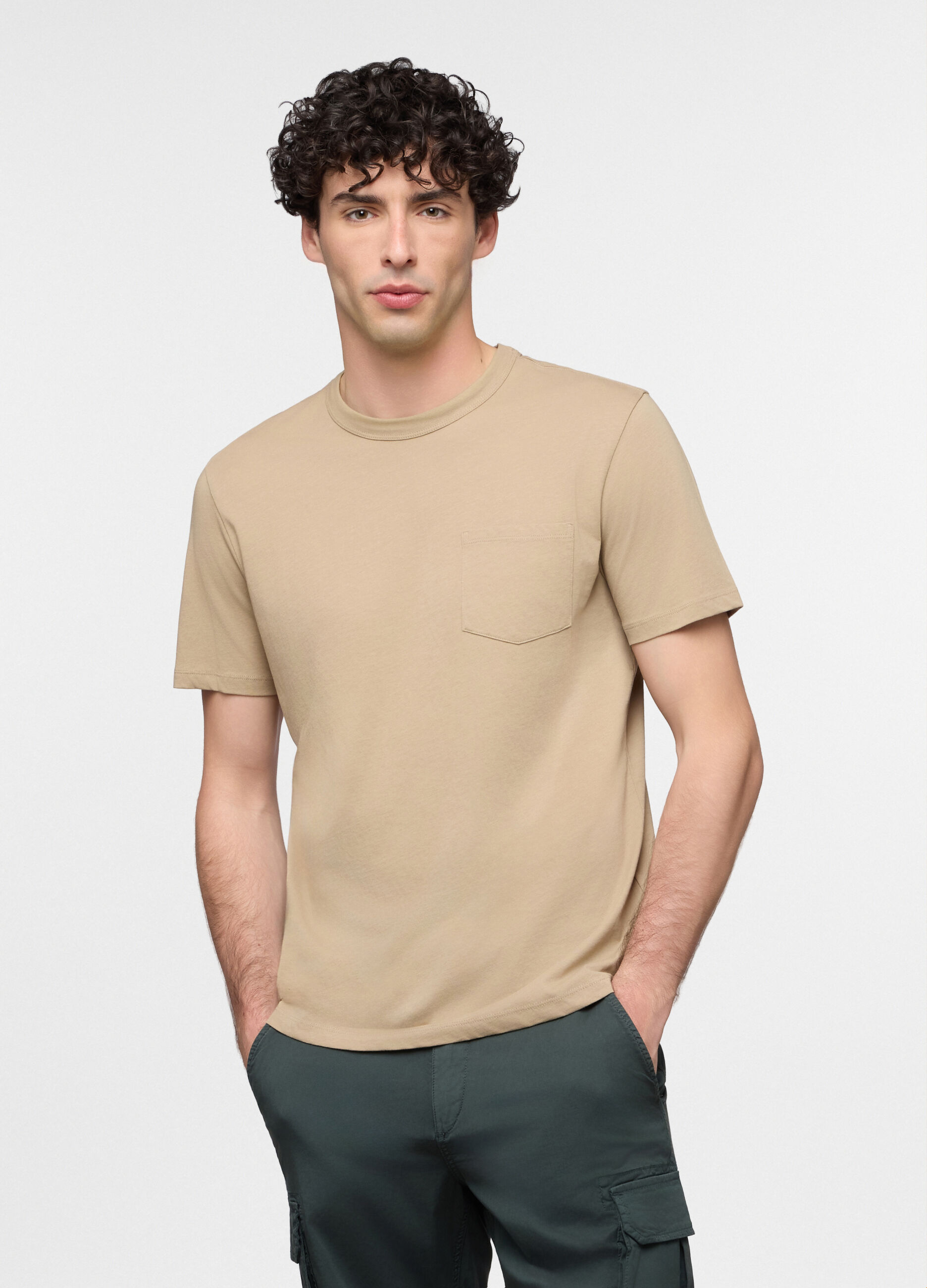 T-shirt girocollo in jersey di puro cotone uomo_0