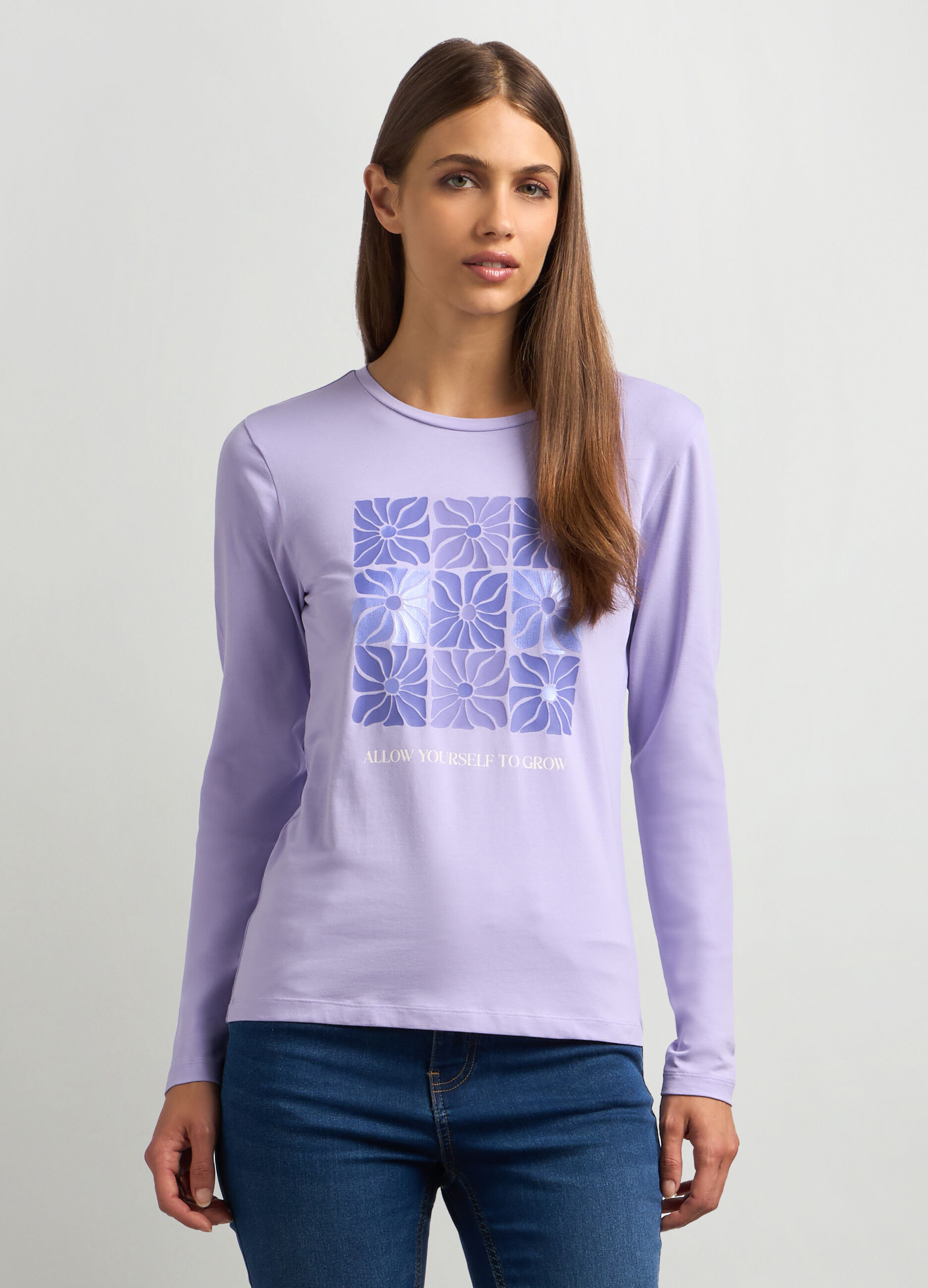 T-shirt in jersey di cotone stretch donna_0