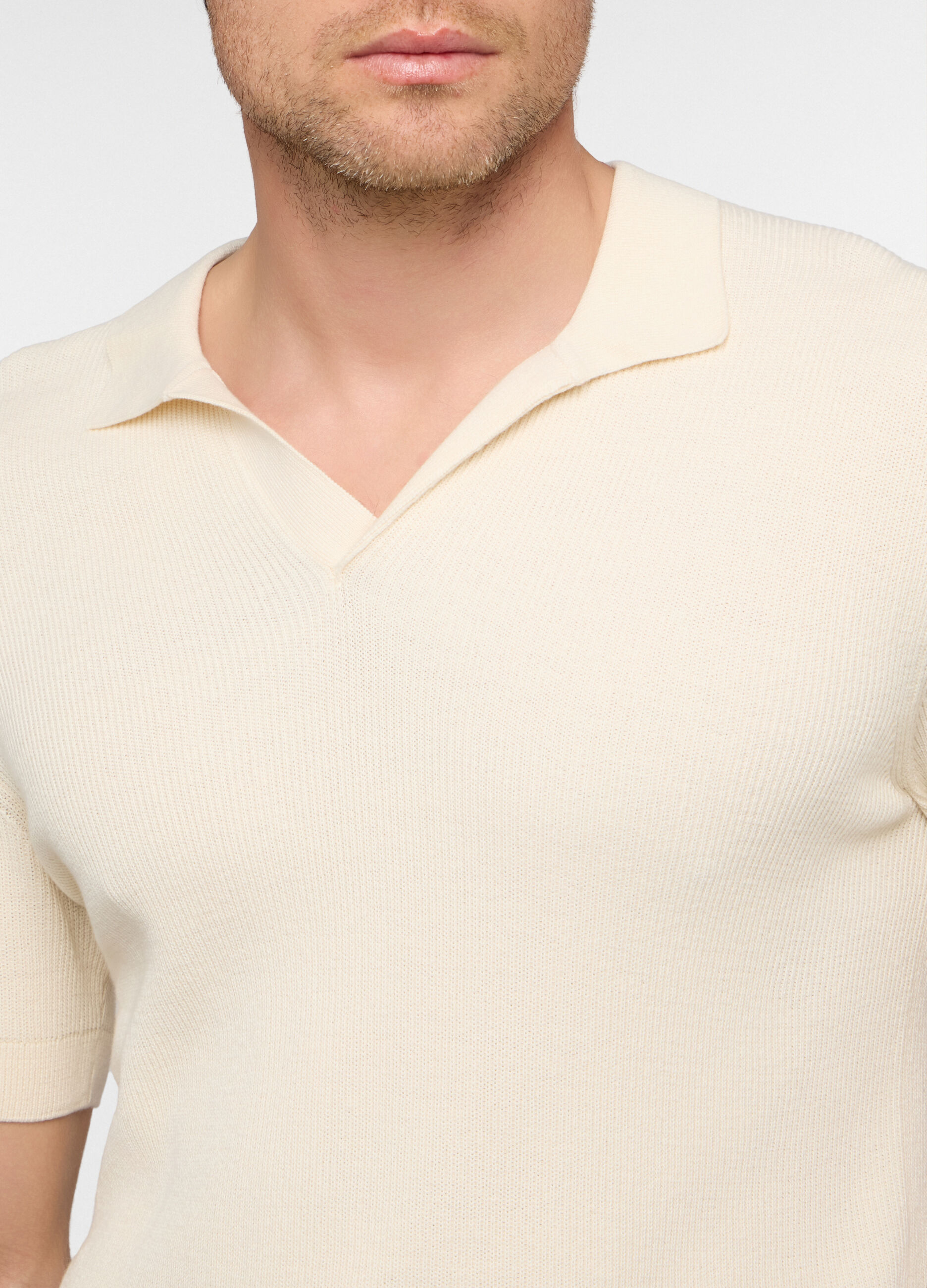 Polo a maniche corte in maglia a costine di cotone uomo_2