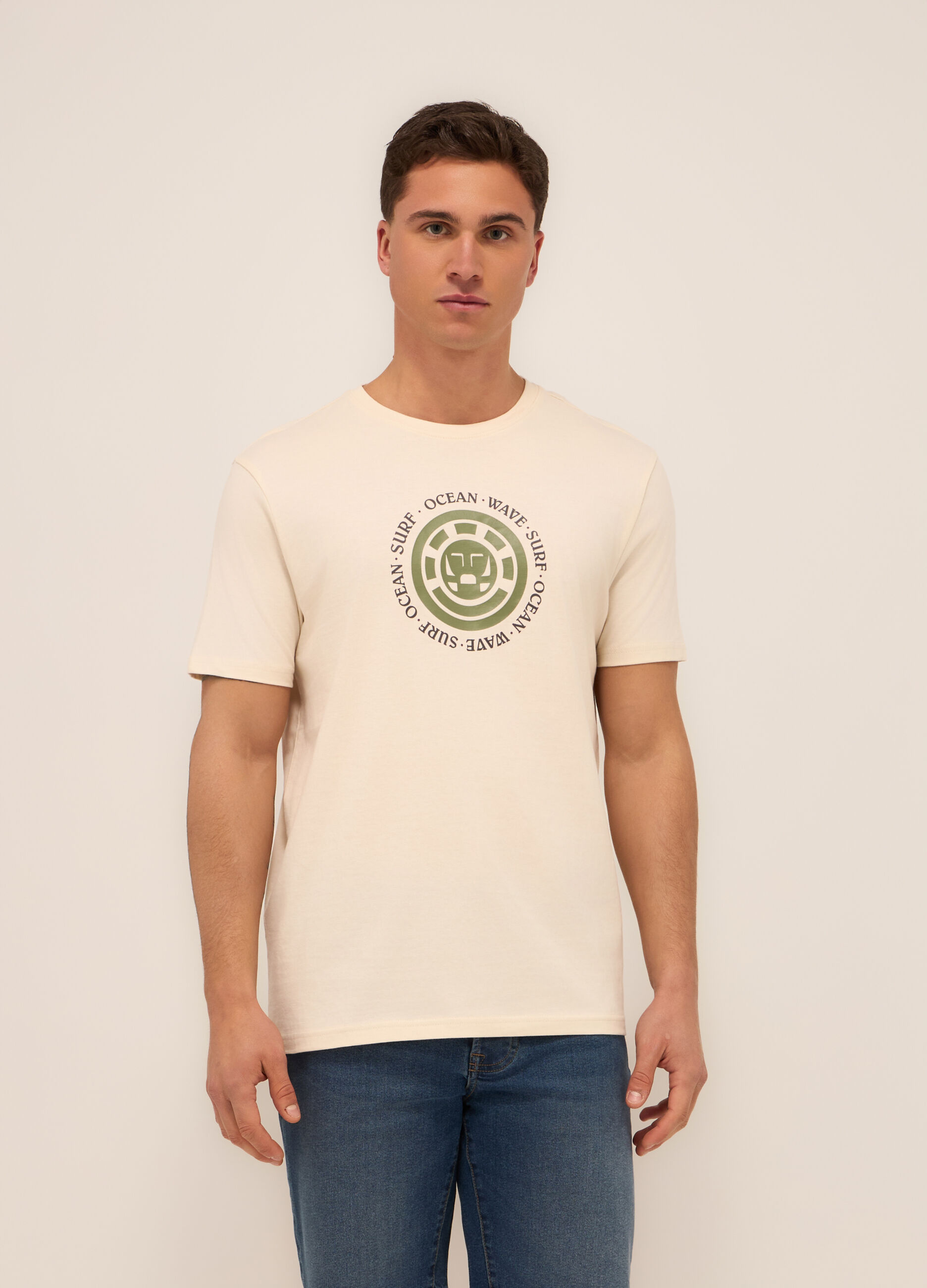 T-shirt in jersey di cotone con stampa uomo_0