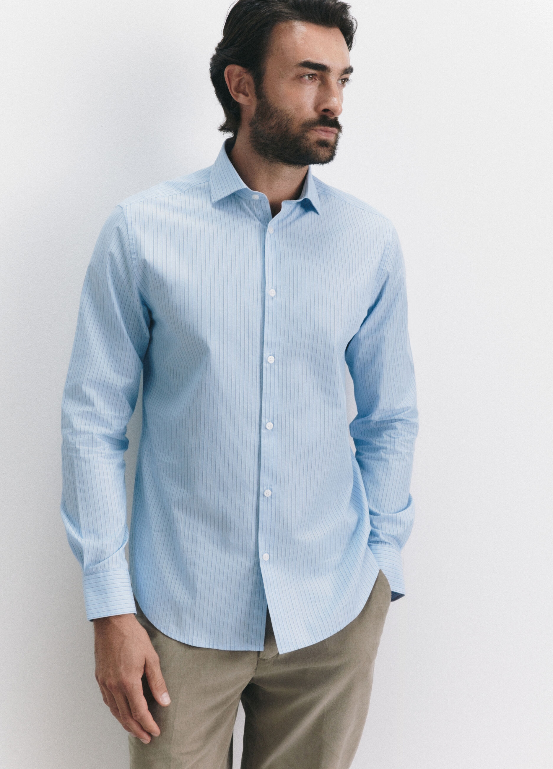 Camicia regular fit in cotone a righe uomo_1