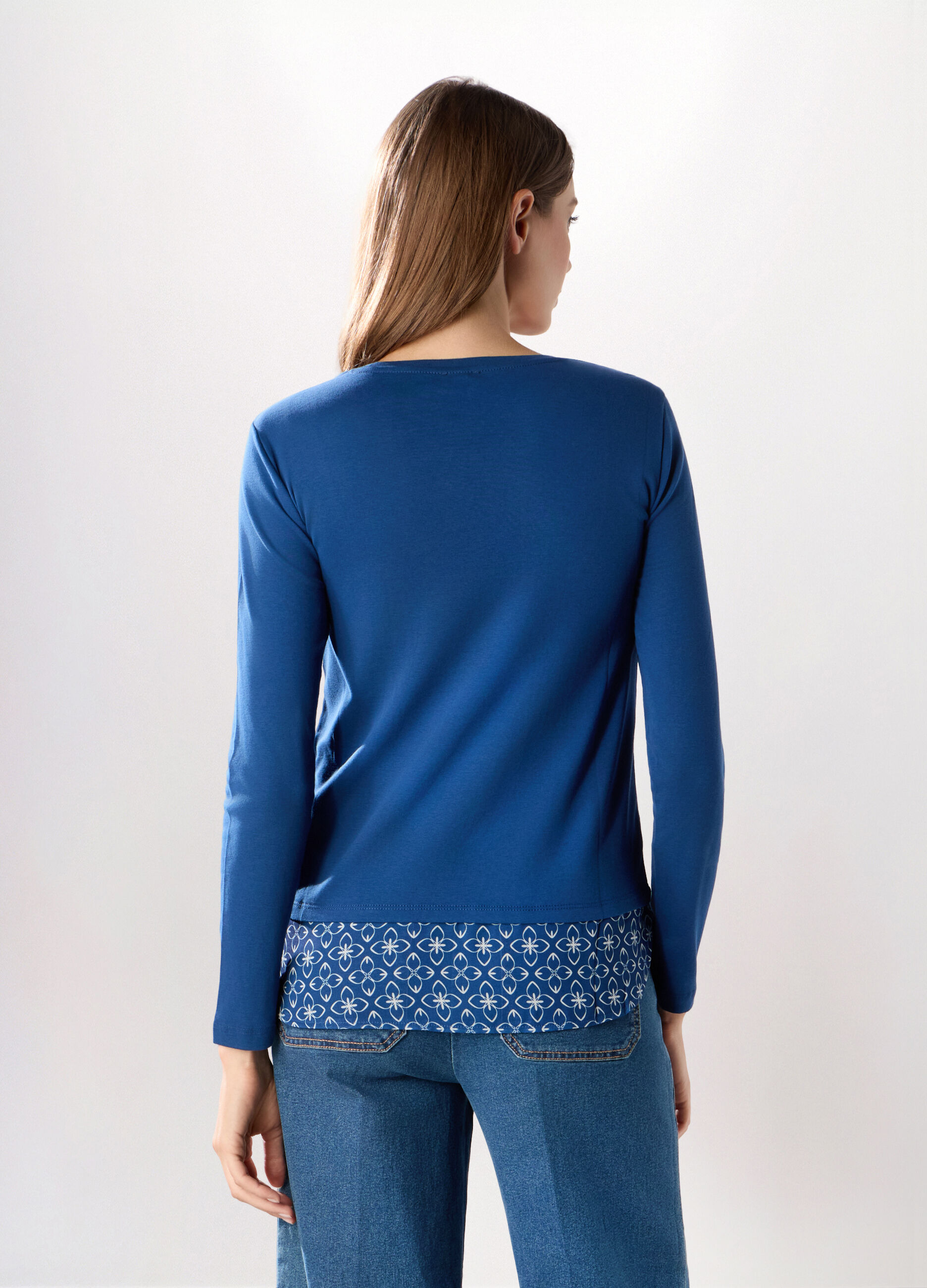 T-shirt in costina di puro cotone donna_1