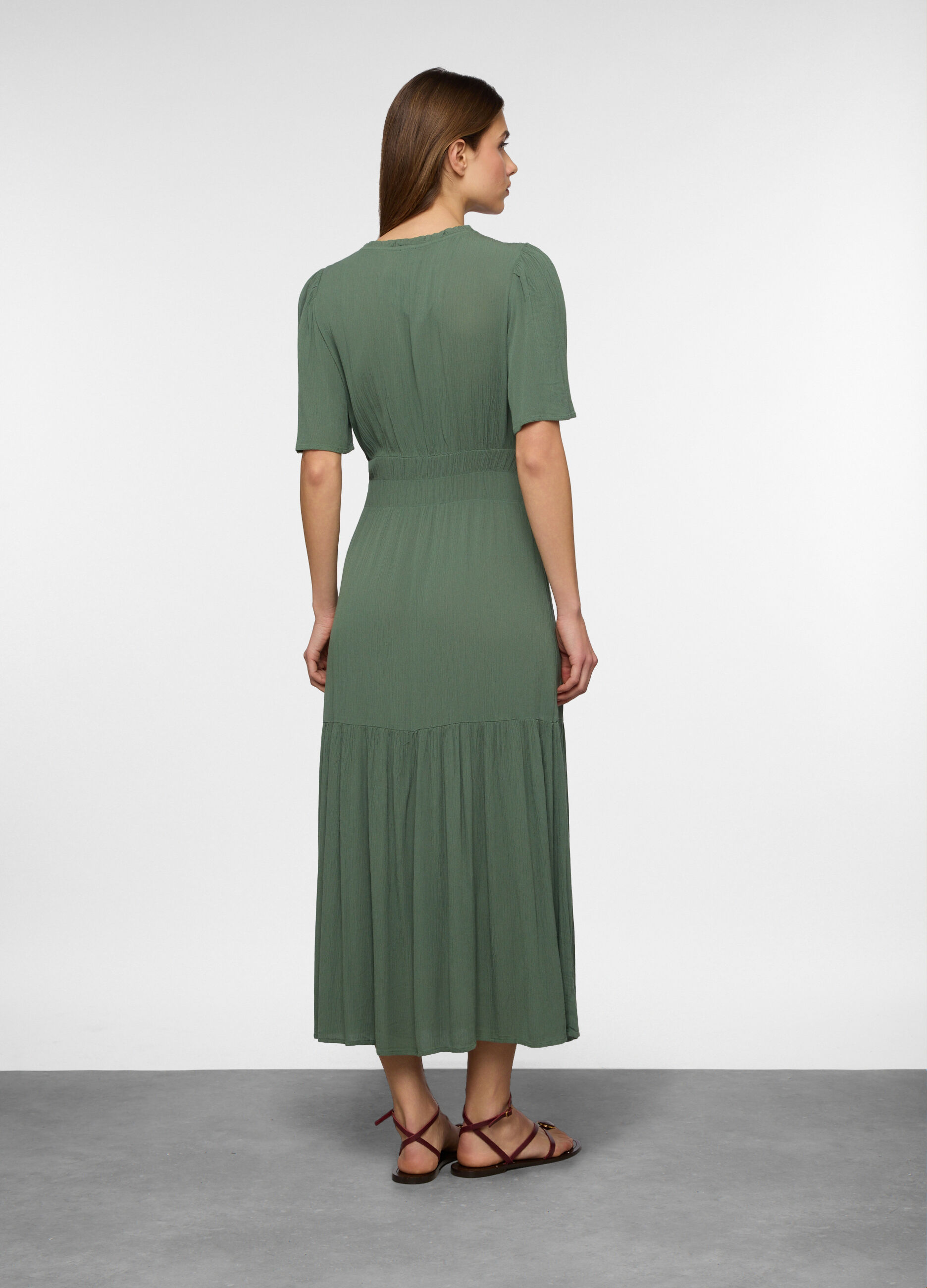 Vestito lungo crinkle donna _1