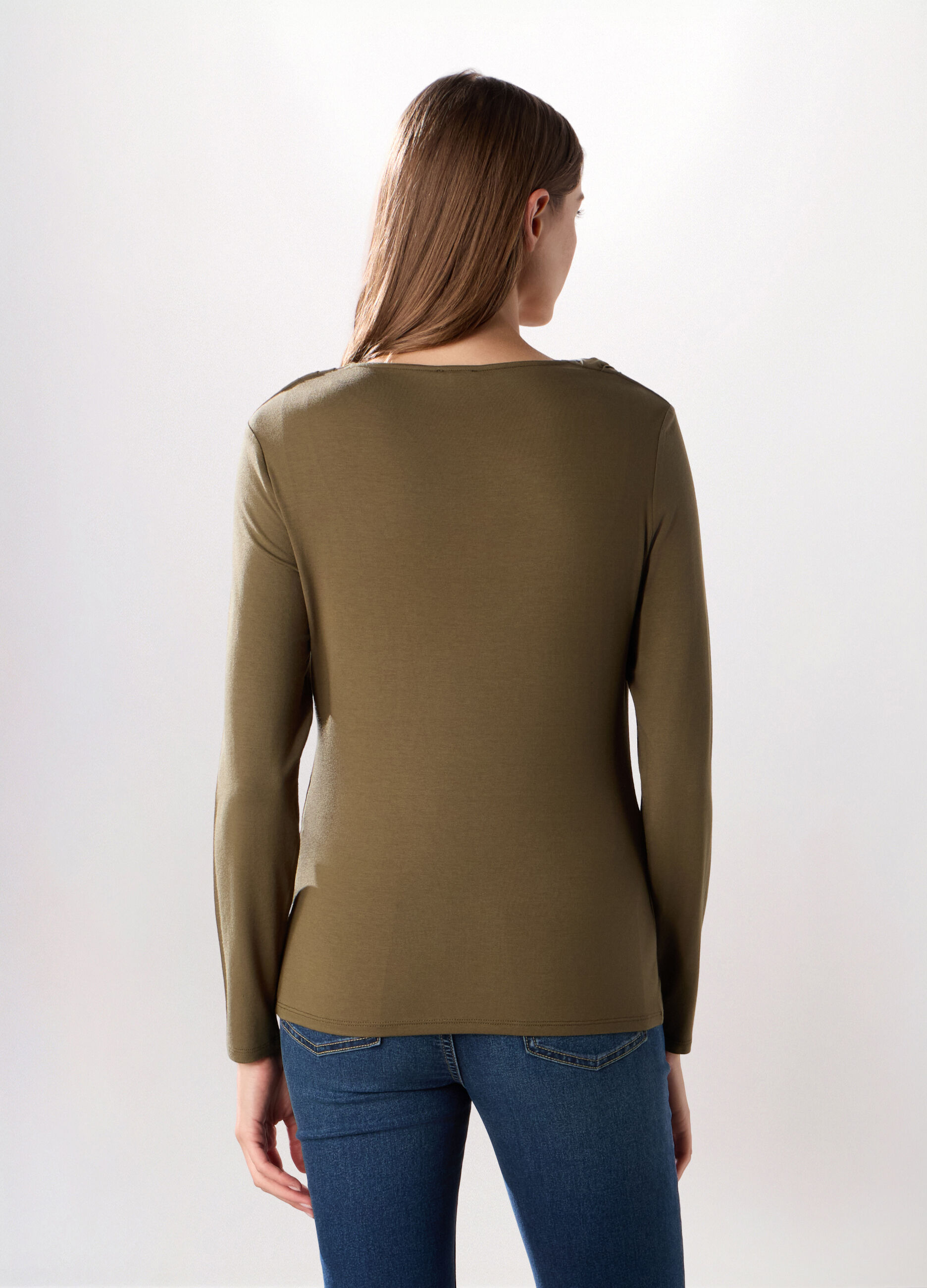 T-shirt in jersey di viscosa stretch donna _1