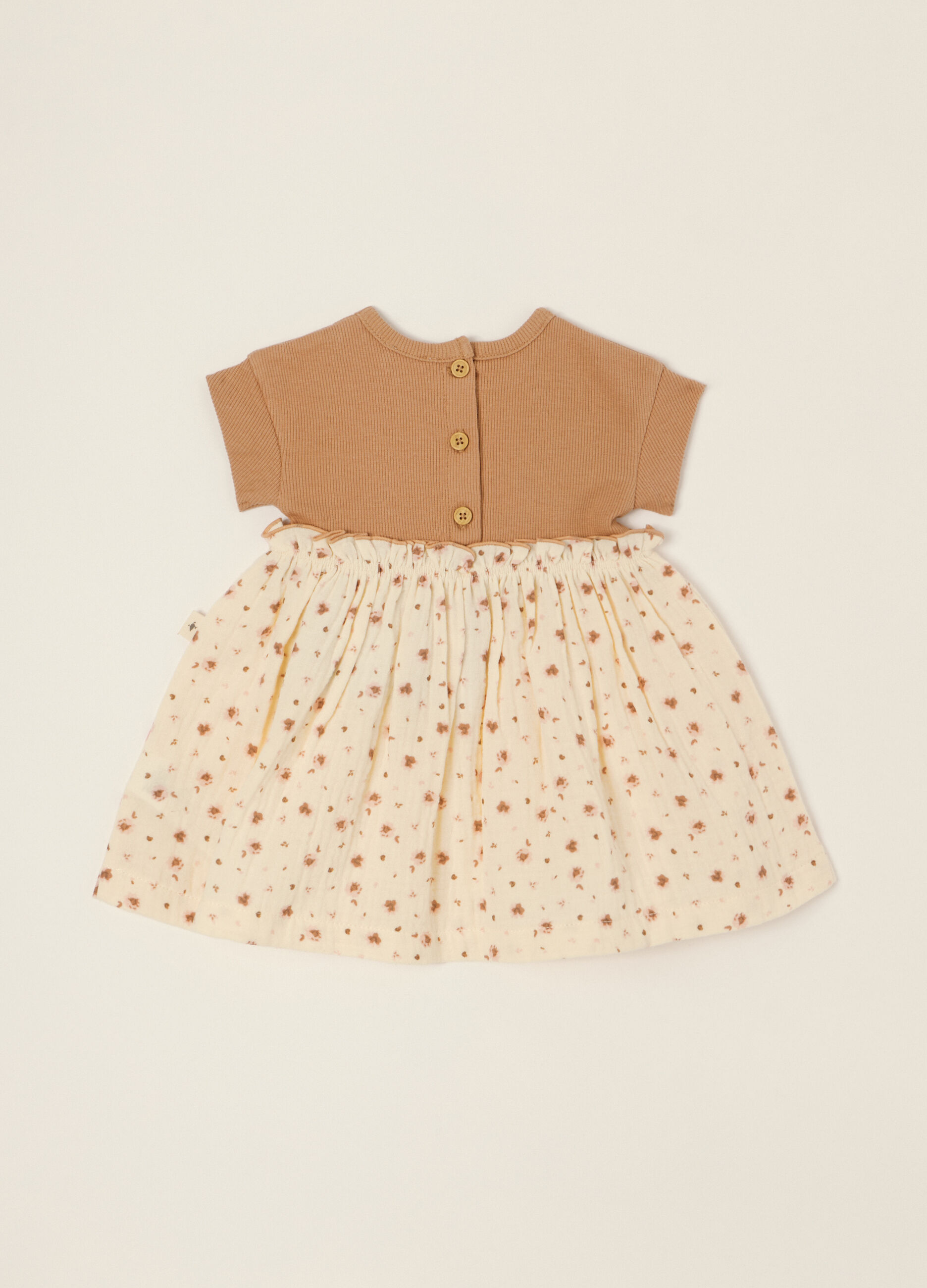 Abito marrone a maniche corte in cotone elasticizzato_1