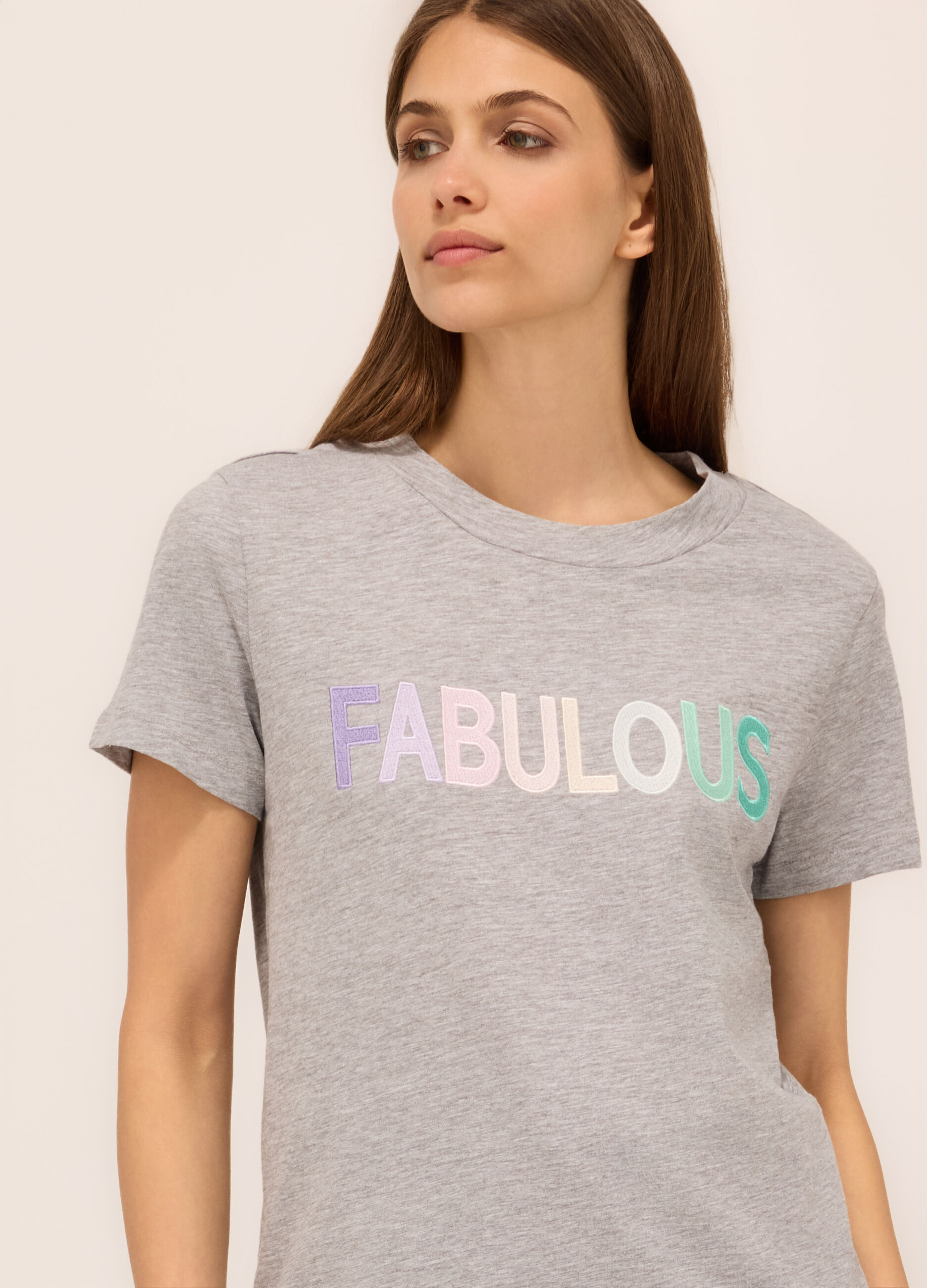 T-shirt in jersey slub di puro cotone donna_2