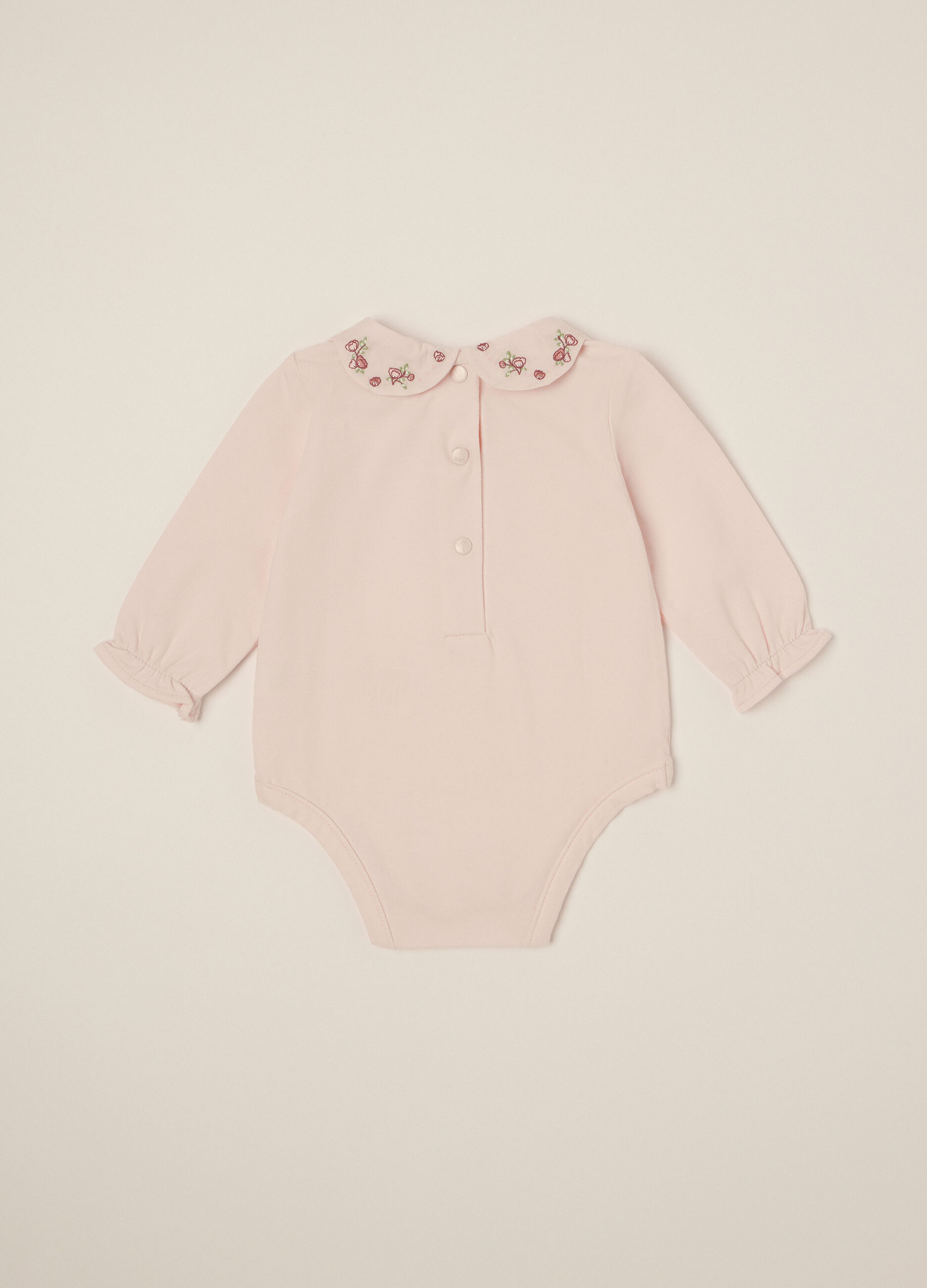 Body rosa in cotone elasticizzato con ricami_2