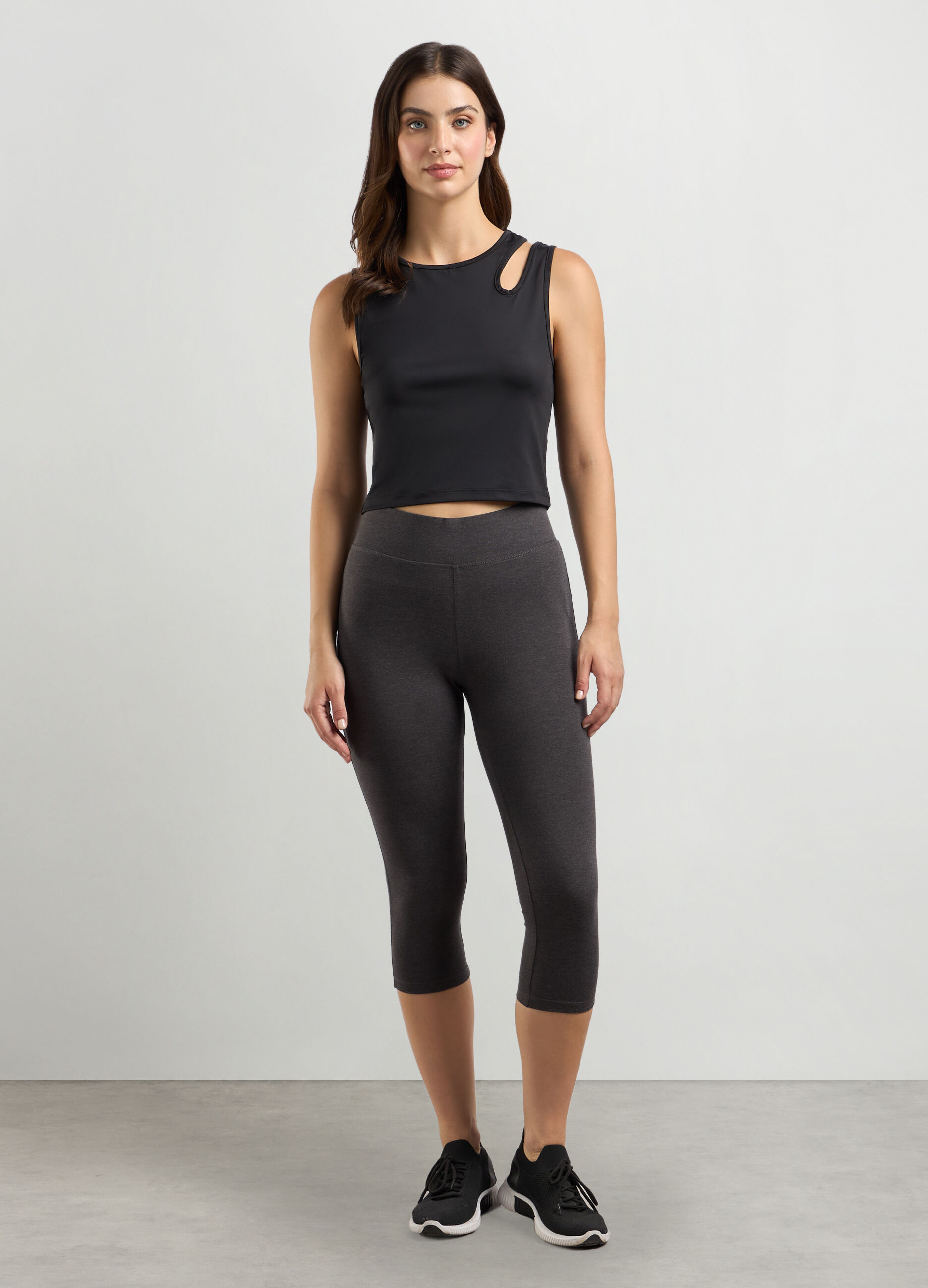 Leggings capri in cotone stretch donna_0