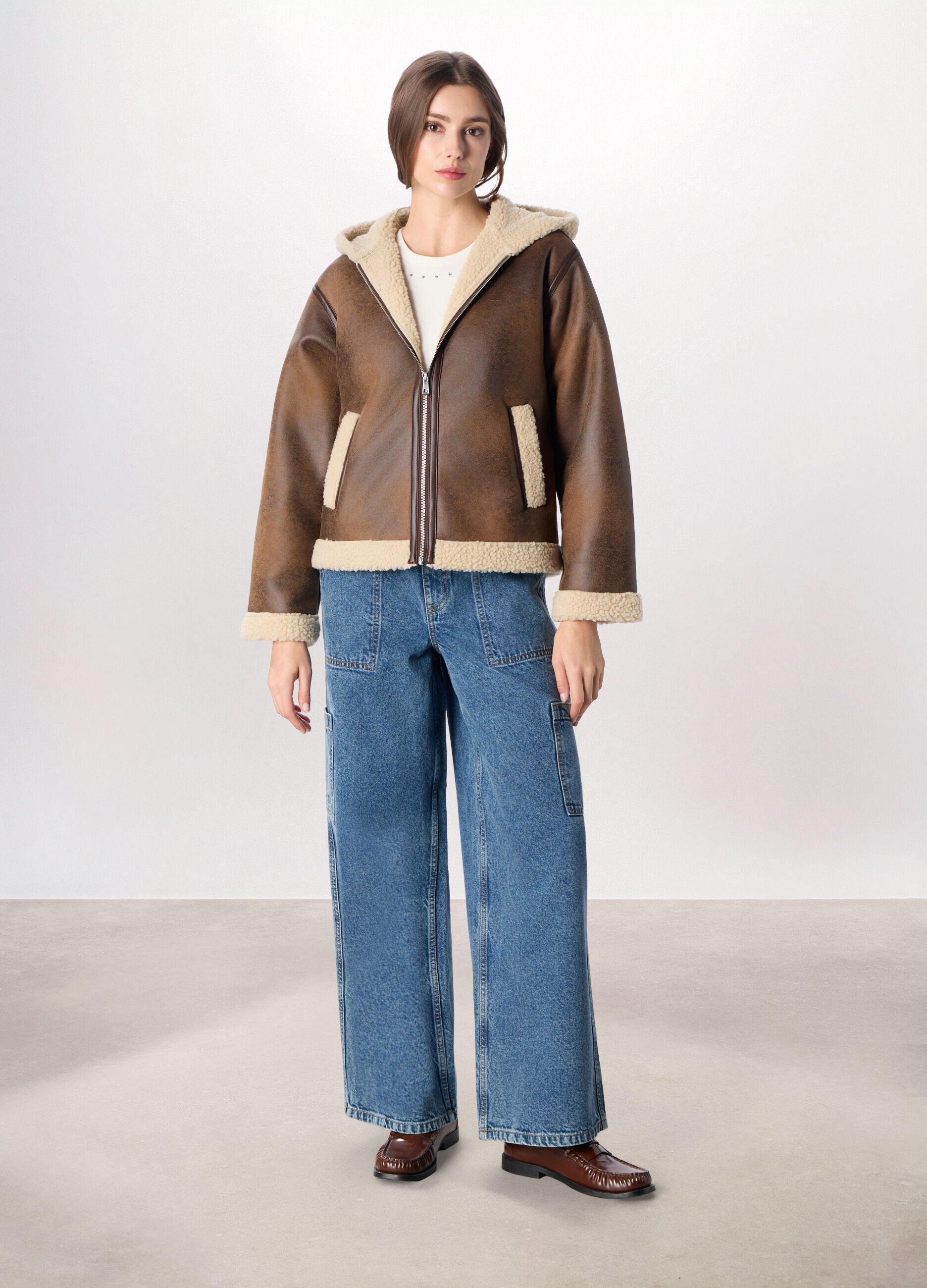 Eco montone con cappuccio donna