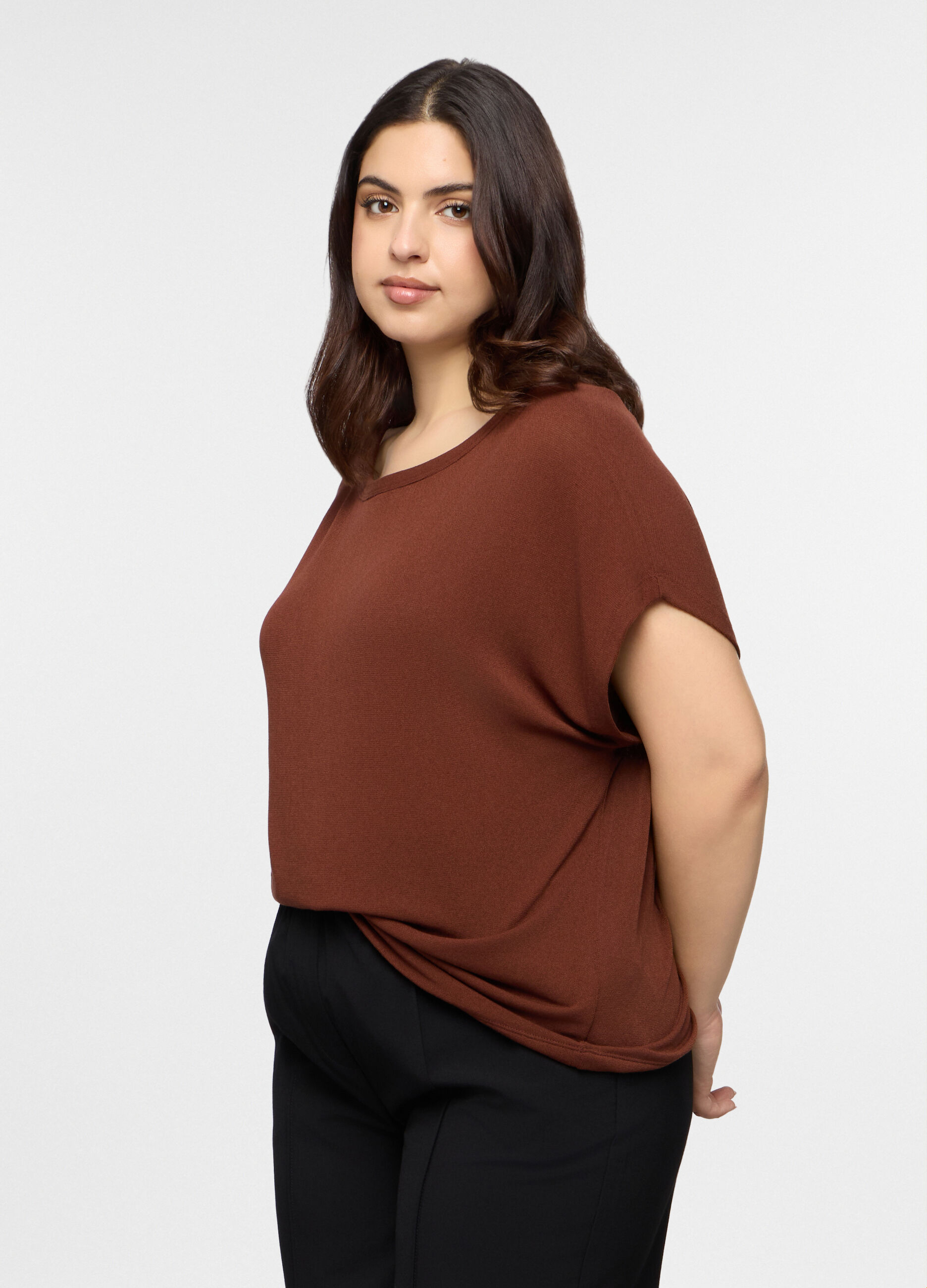 T-shirt girocollo stretch donna curvy_0