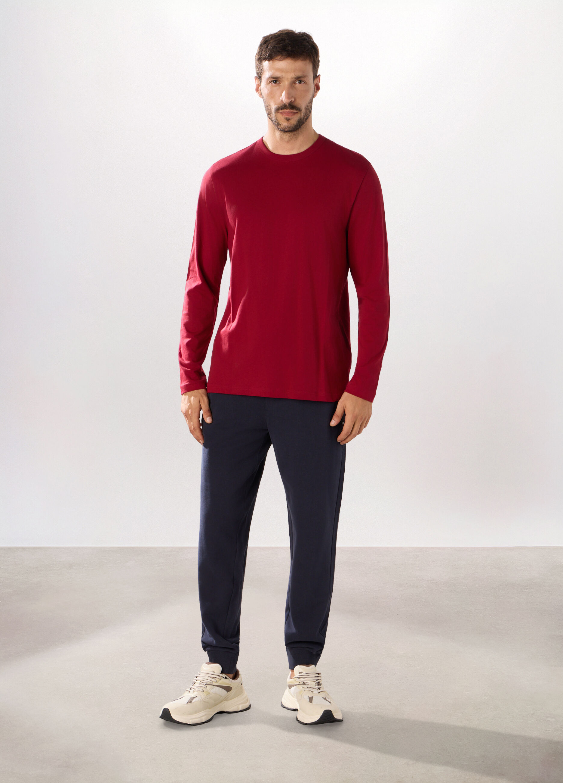 Jogger slim in puro cotone uomo_0