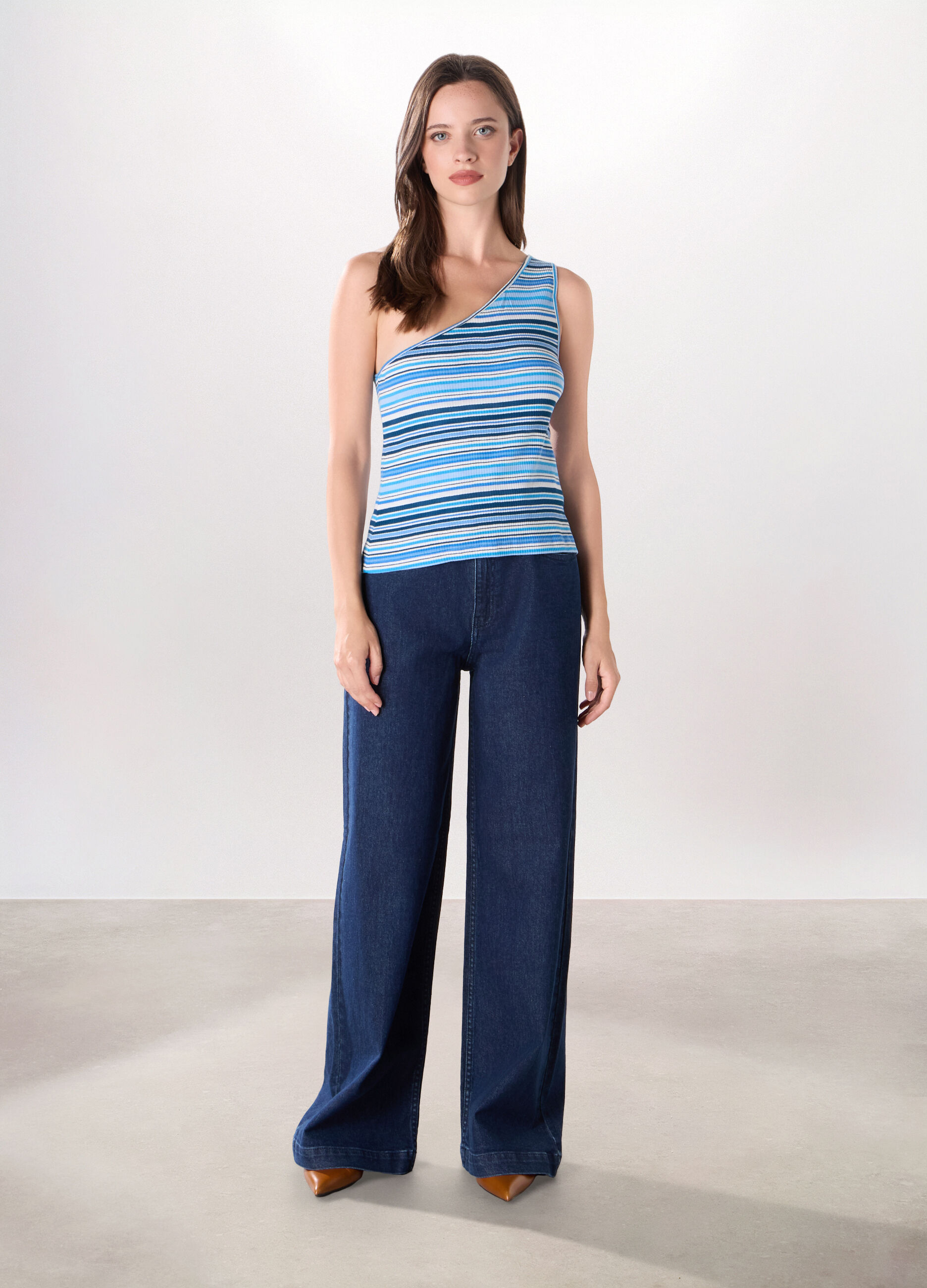 Pantaloni in denim di cotone stretch donna_0