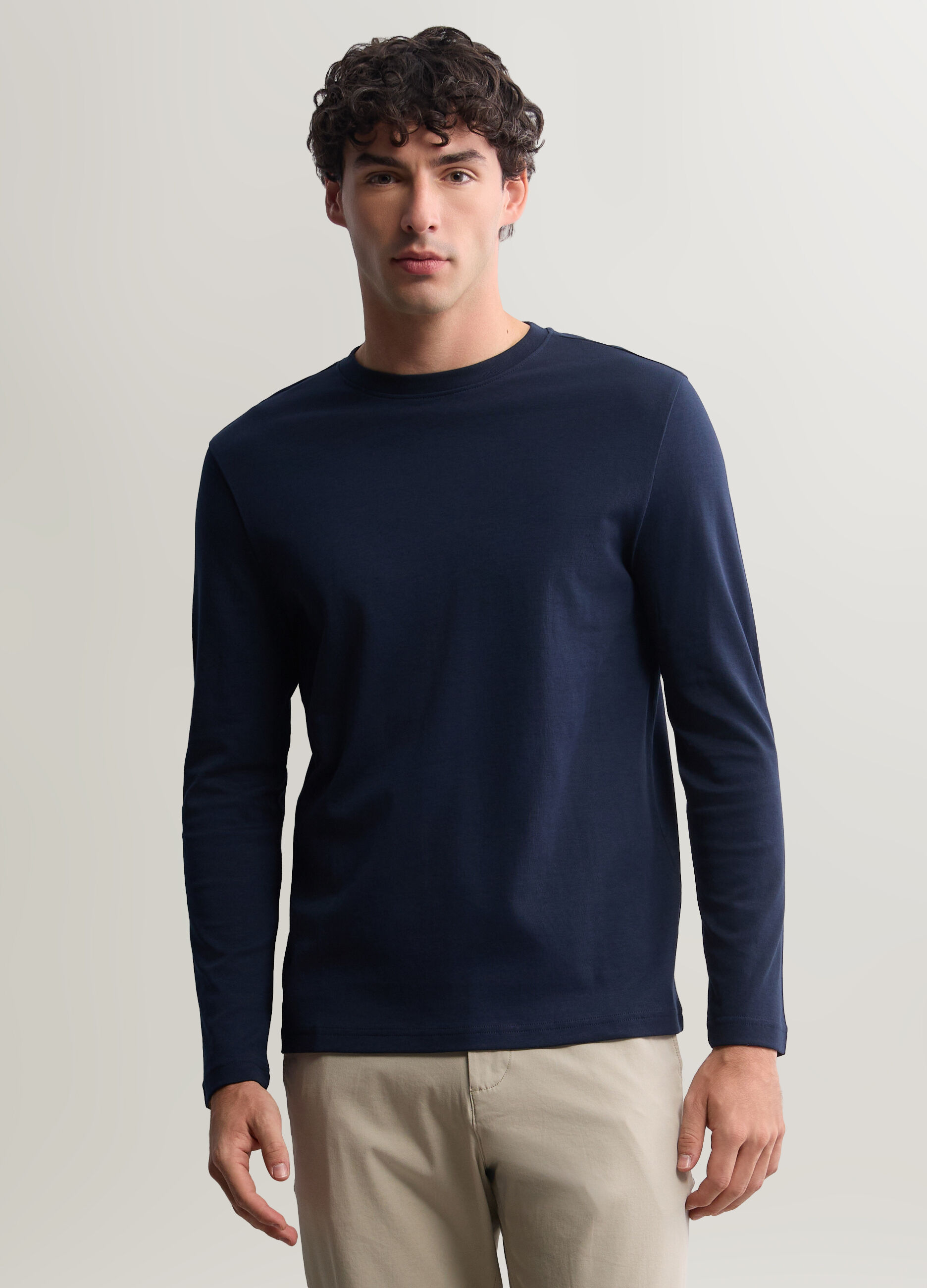 Maglia girocollo in interlock di cotone uomo_0