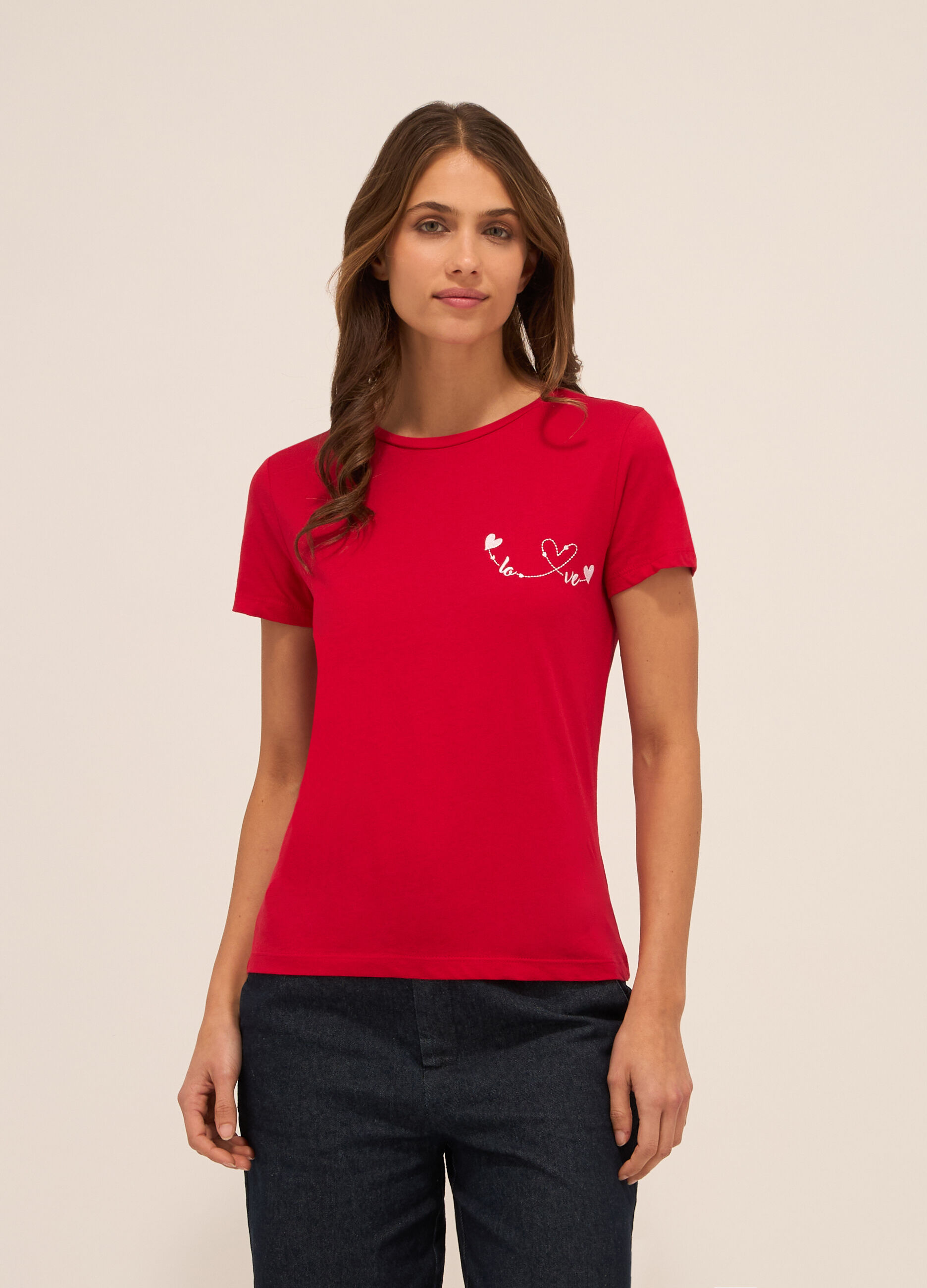 T-shirt in jersey di puro cotone donna_0