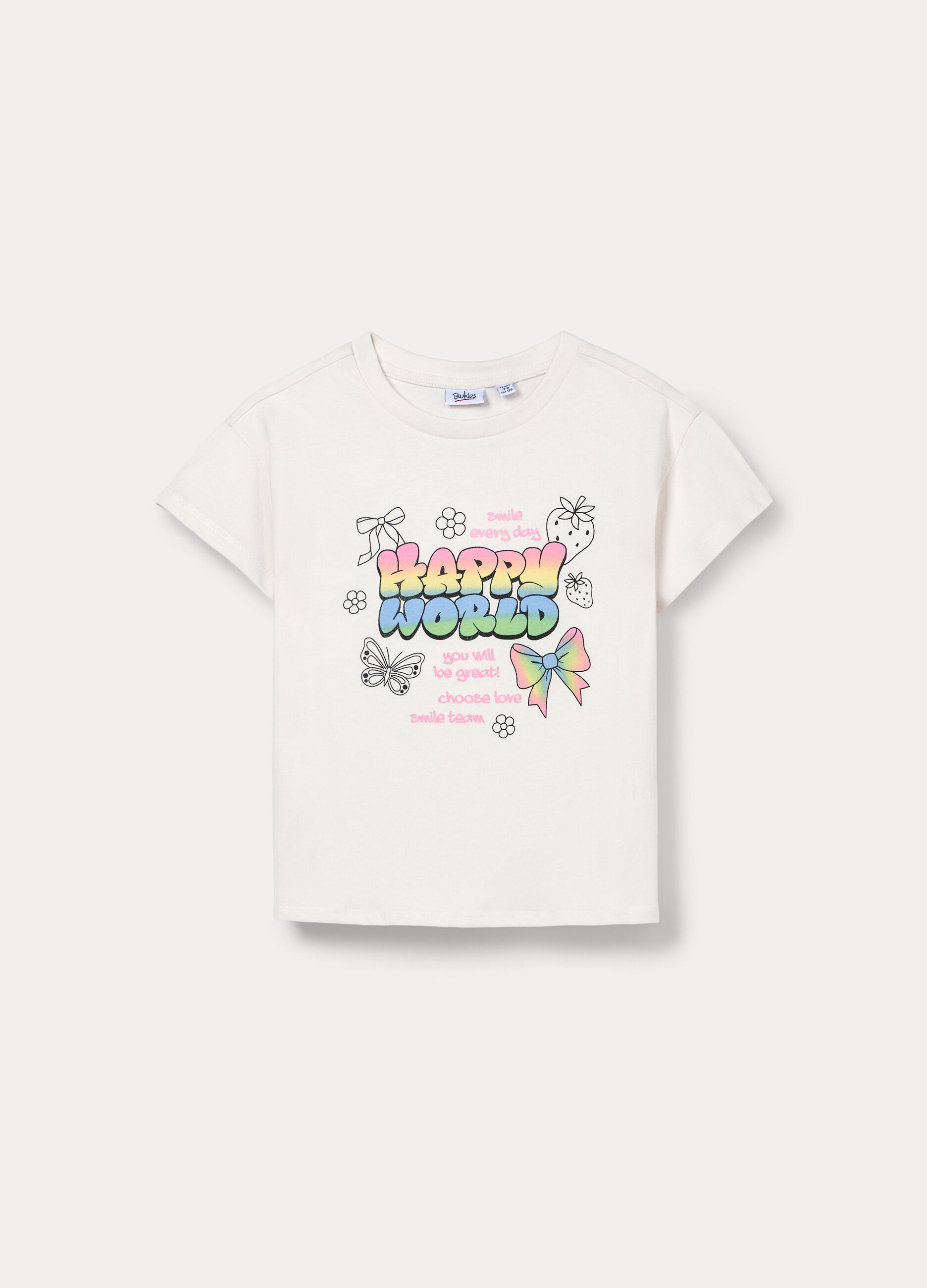 T-shirt girocollo in jersey di puro cotone bambina_0
