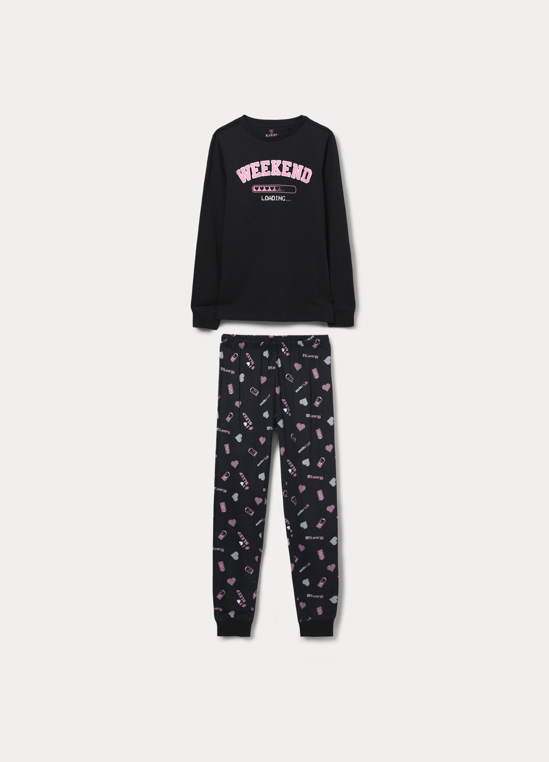 Set pigiama lungo in jersey di puro cotone ragazza_0