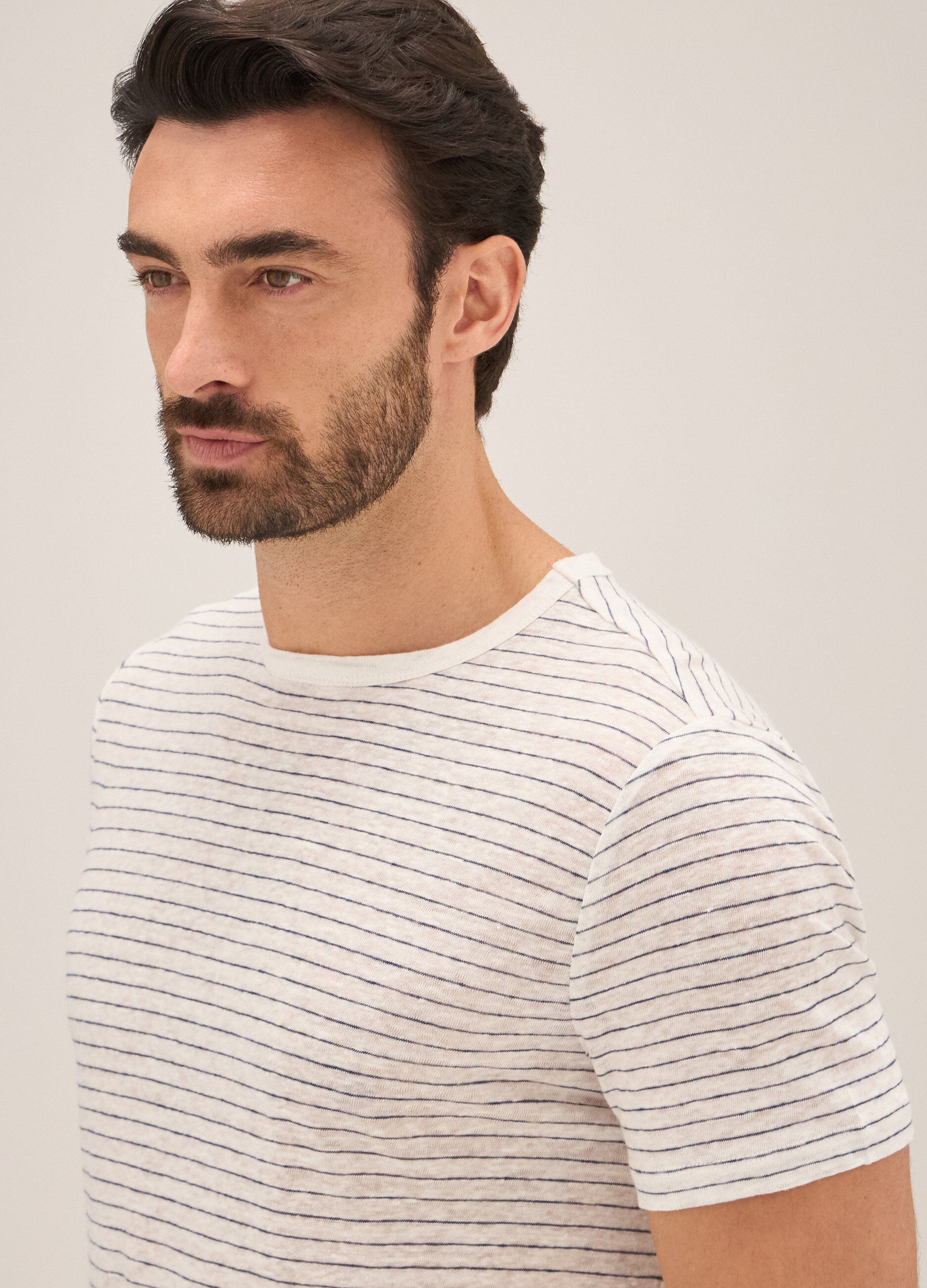 T-shirt in puro lino rigato Rumford uomo_2