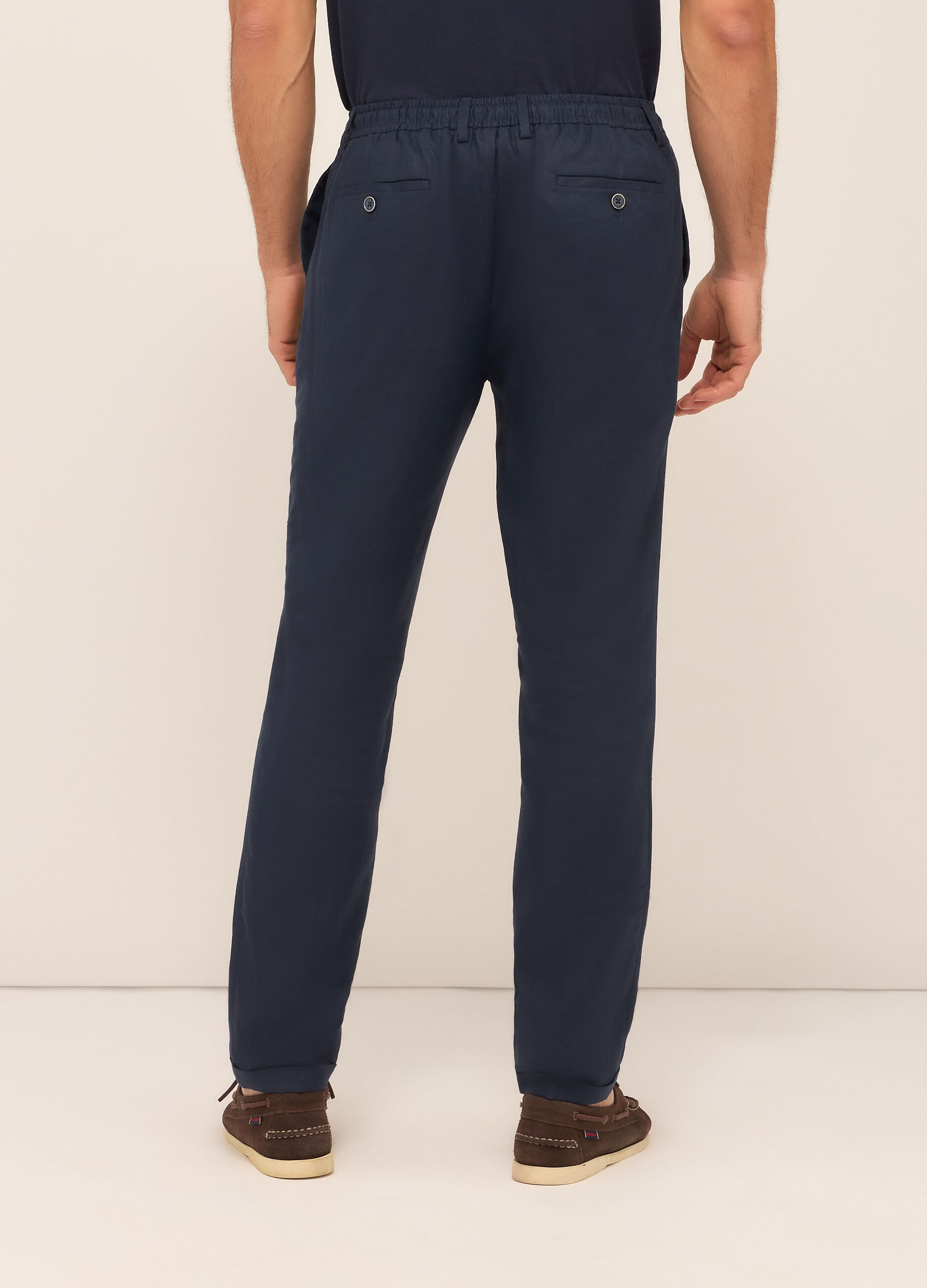 Pantaloni chino in puro lino uomo_1