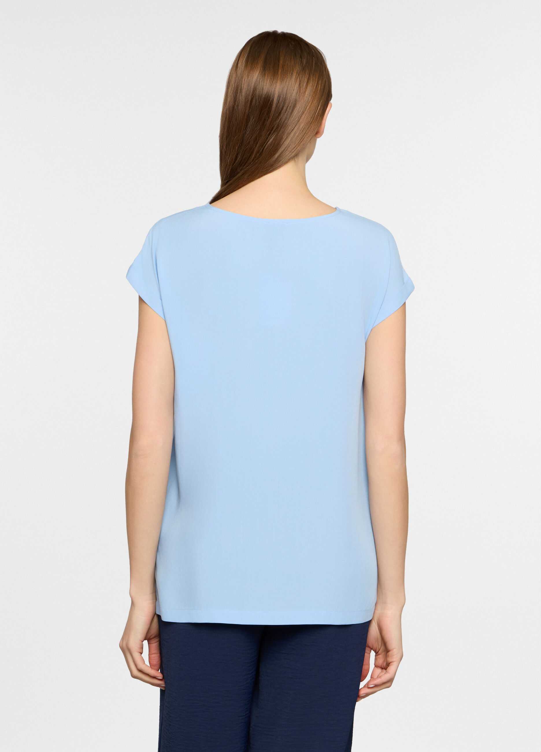 Blusa regular fit con scollo rotondo donna_1