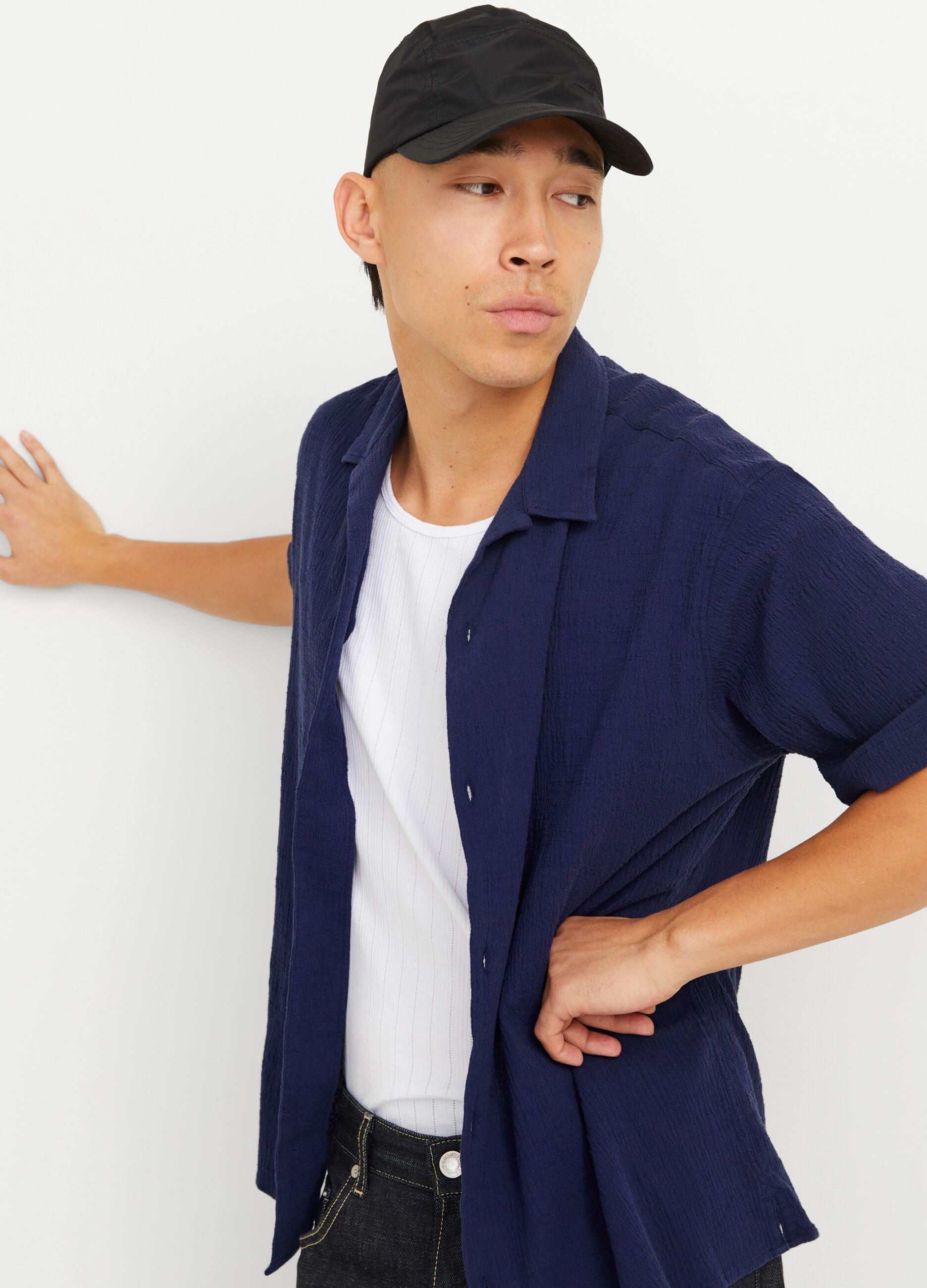 Camicia a maniche corte in garza uomo_3