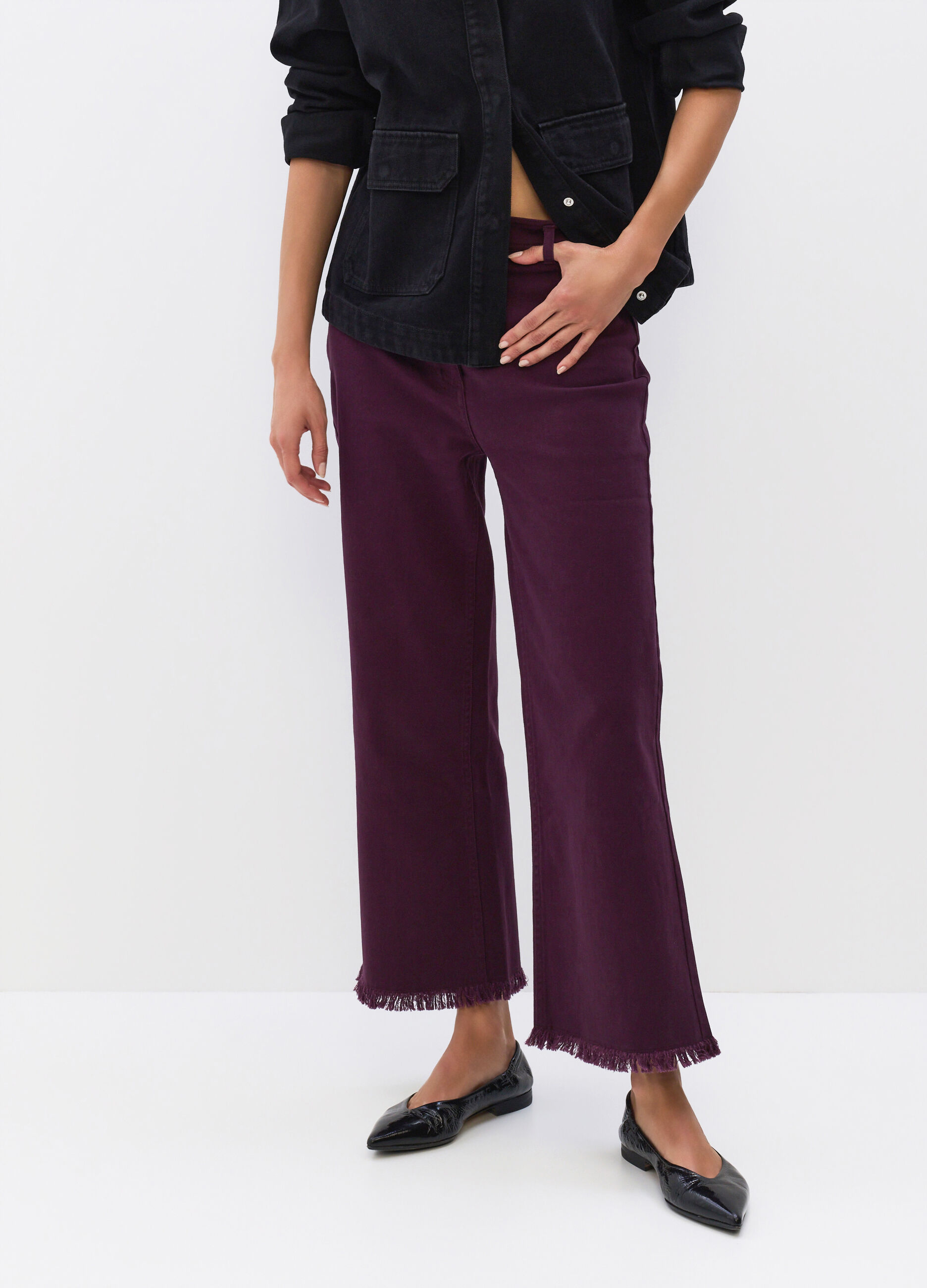 Pantaloni Relaxed Fit in denim di cotone stretch donna_2