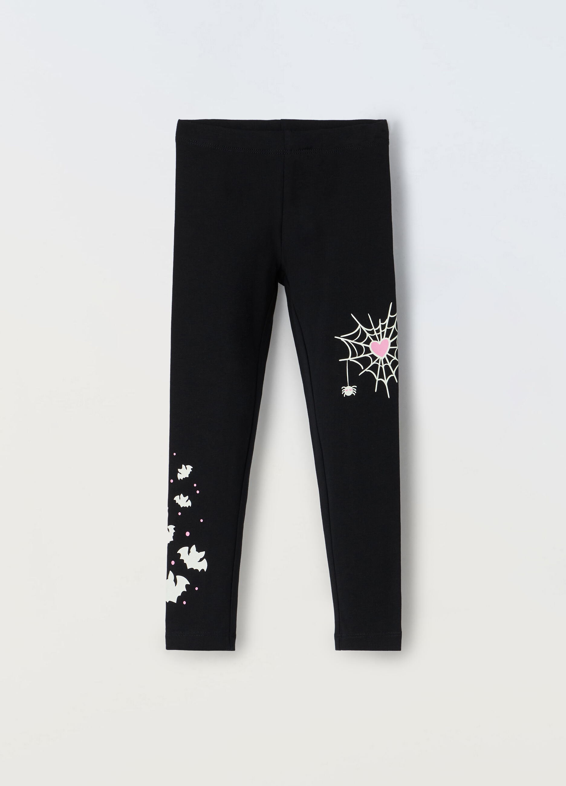 Leggings in jersey stretch con stampa bambina_0