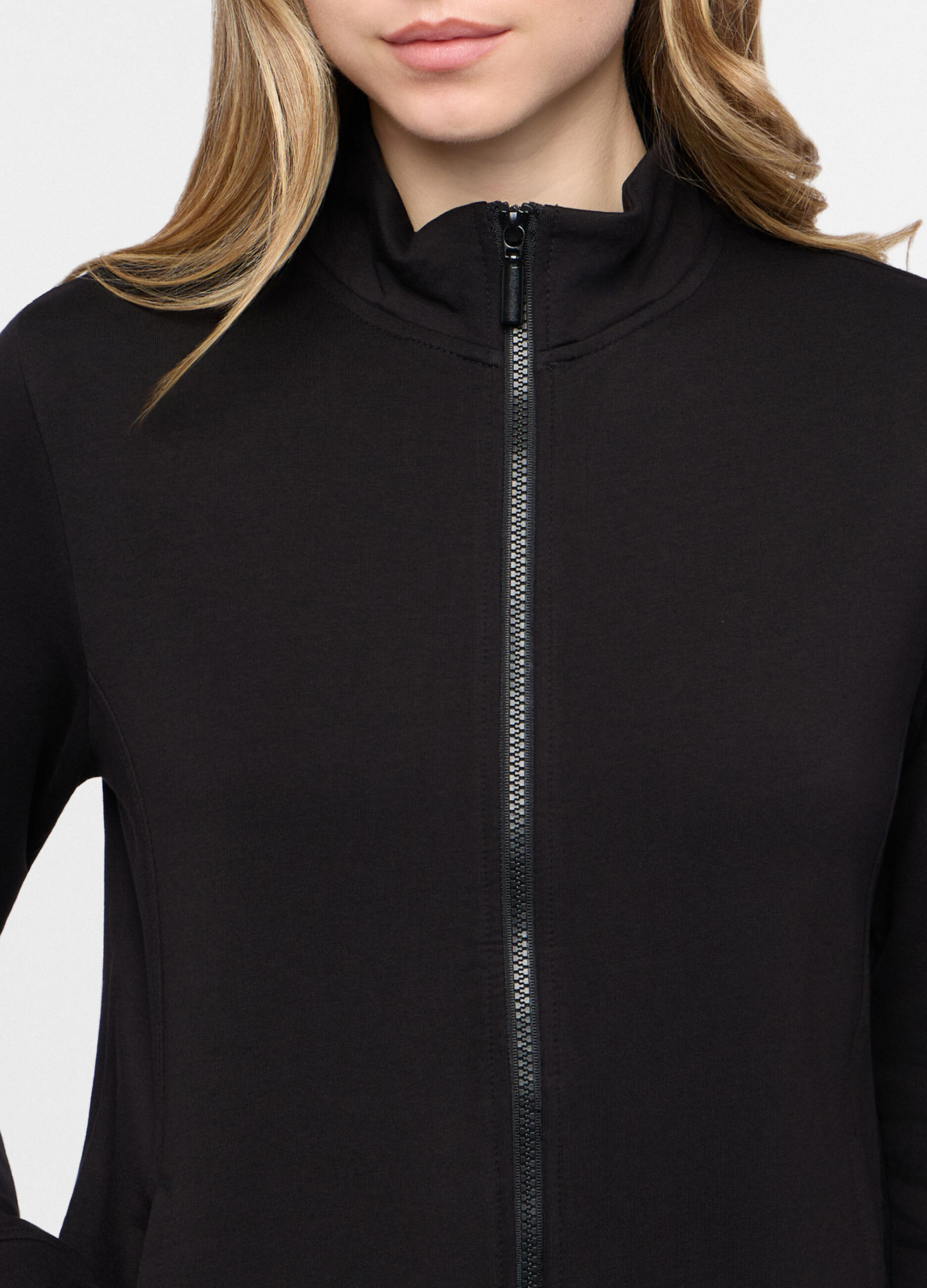 Felpa full zip in french terry di cotone stretch donna_2