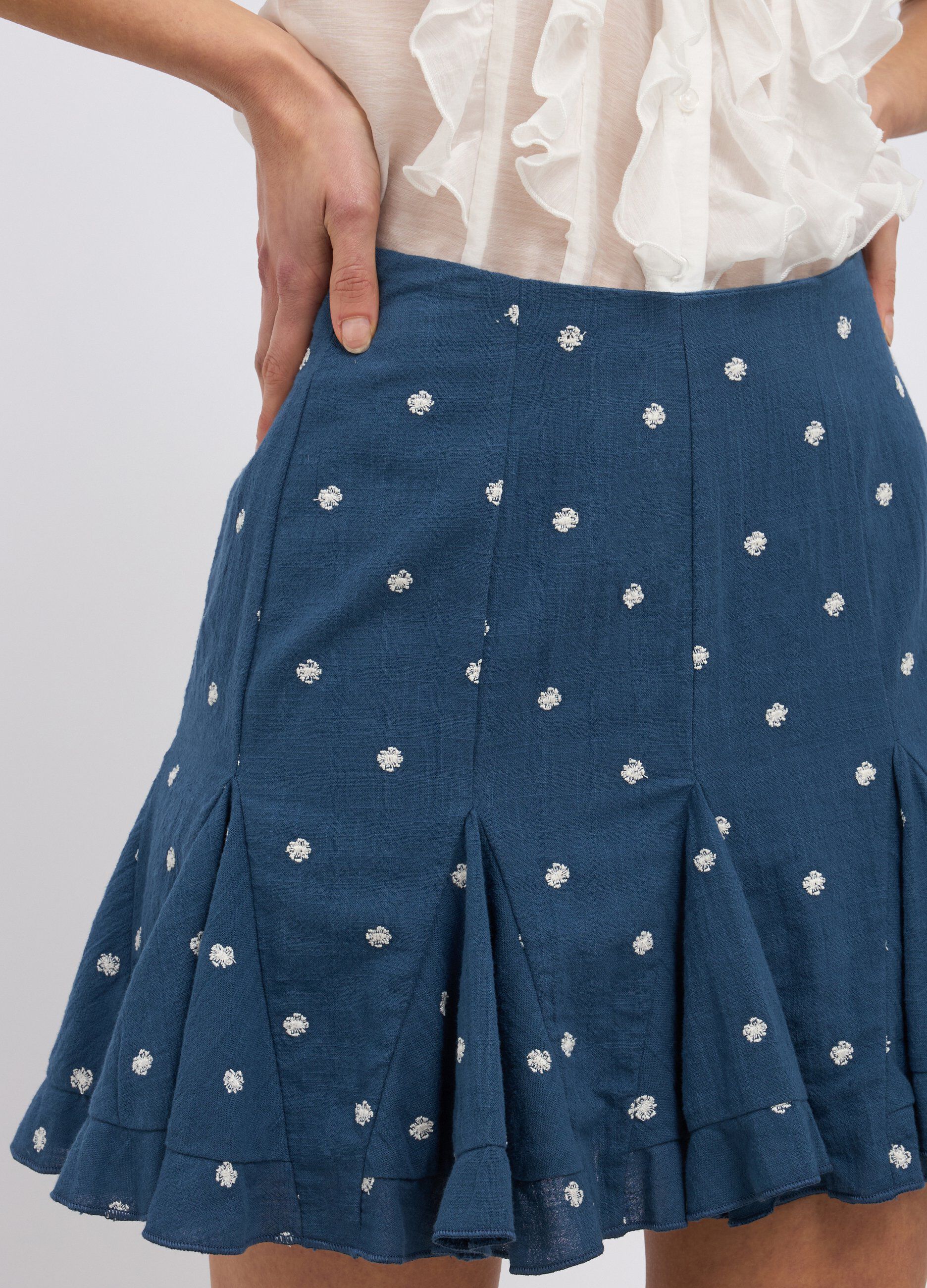 Minigonna in puro cotone con ricami donna_2