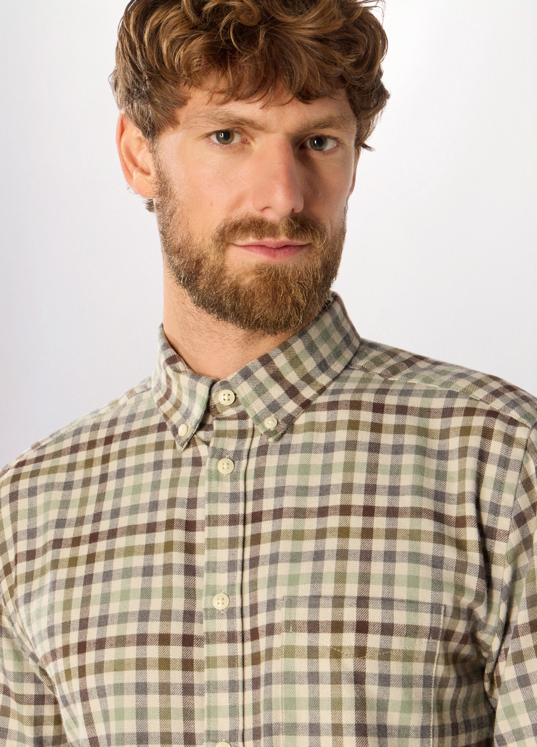 Camicia slim fit in flanella a quadri uomo_2