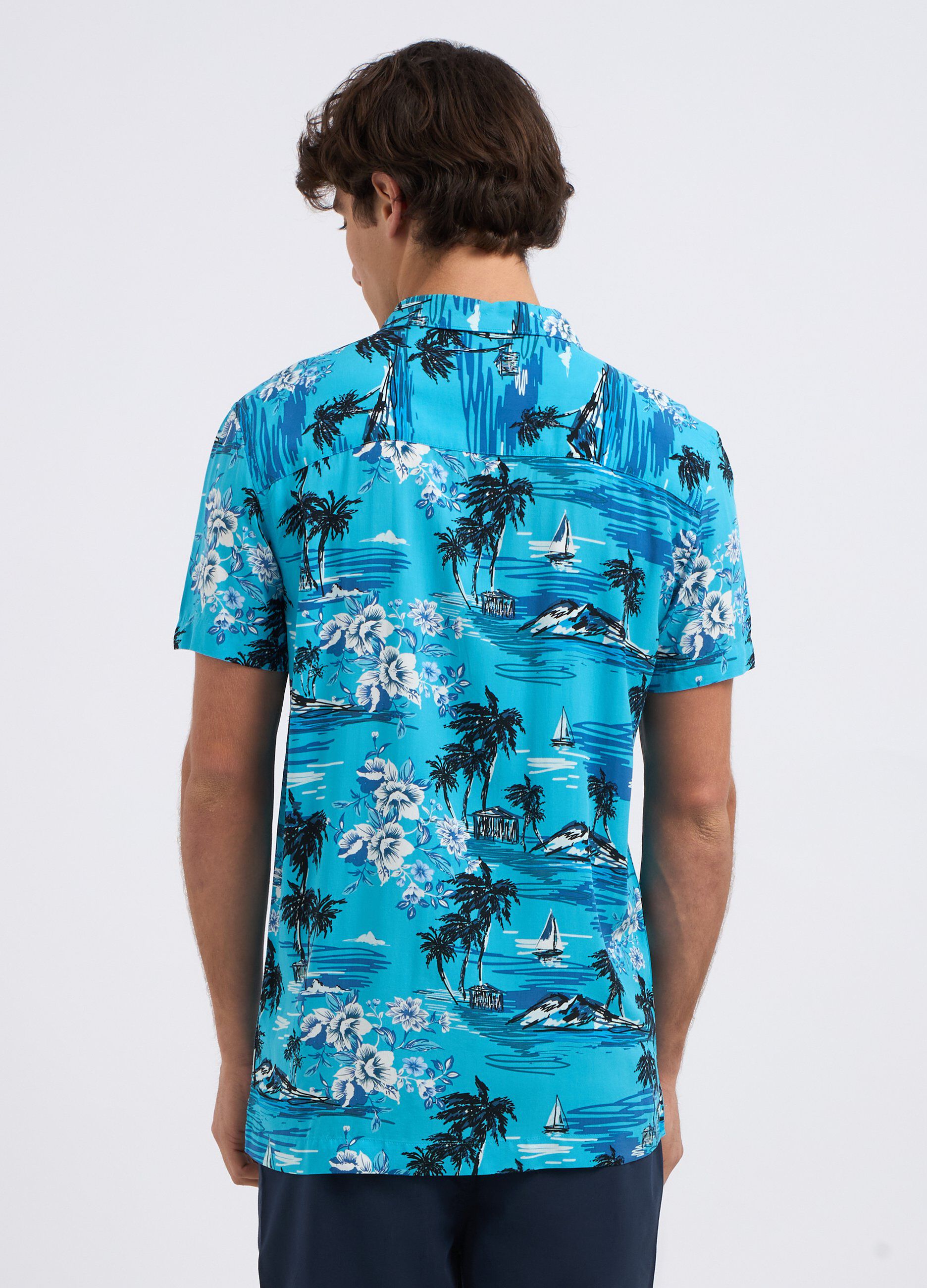Camicia in pura viscosa con stampa uomo_1