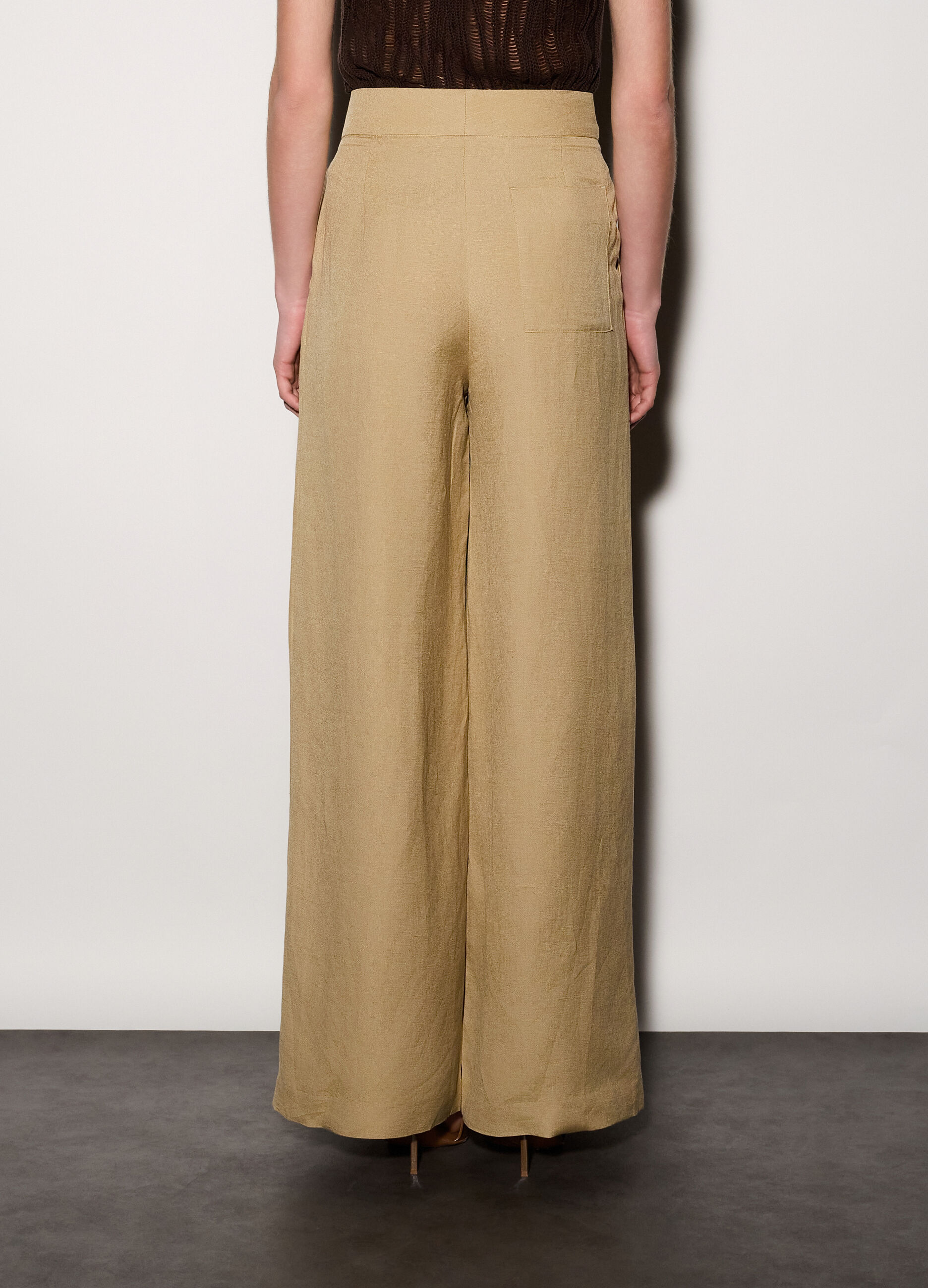 Pantaloni chino regular fit misto lino donna_2