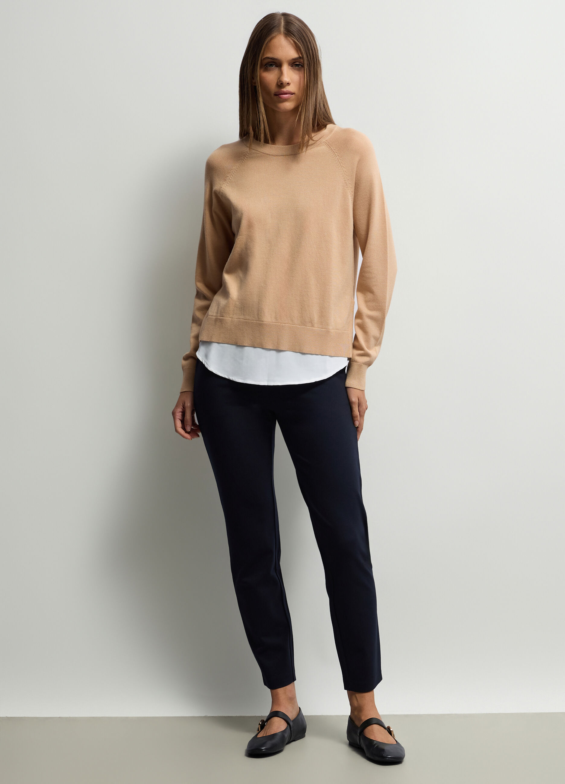 Pantaloni Fit Slim in Punto Milano di misto viscosa stretch donna_0