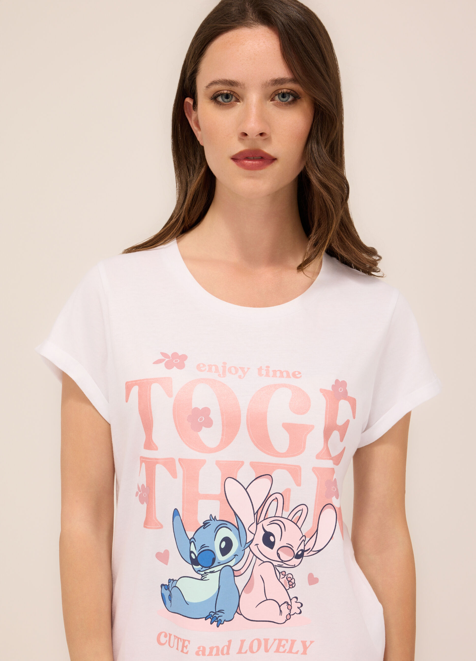 Set pigiama corto in jersey di puro cotone donna_2