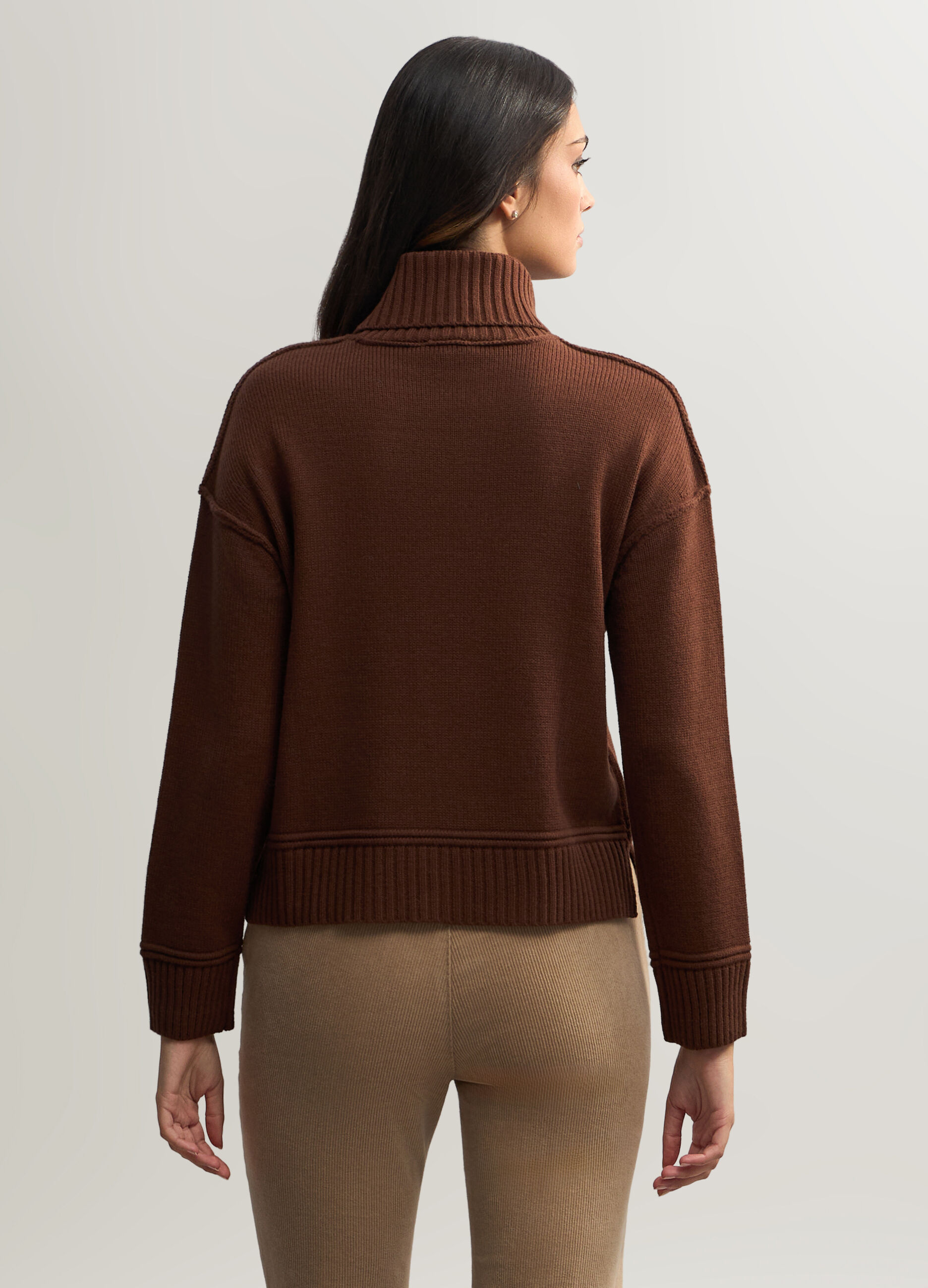 Dolcevita in maglia rasata misto lana donna_1