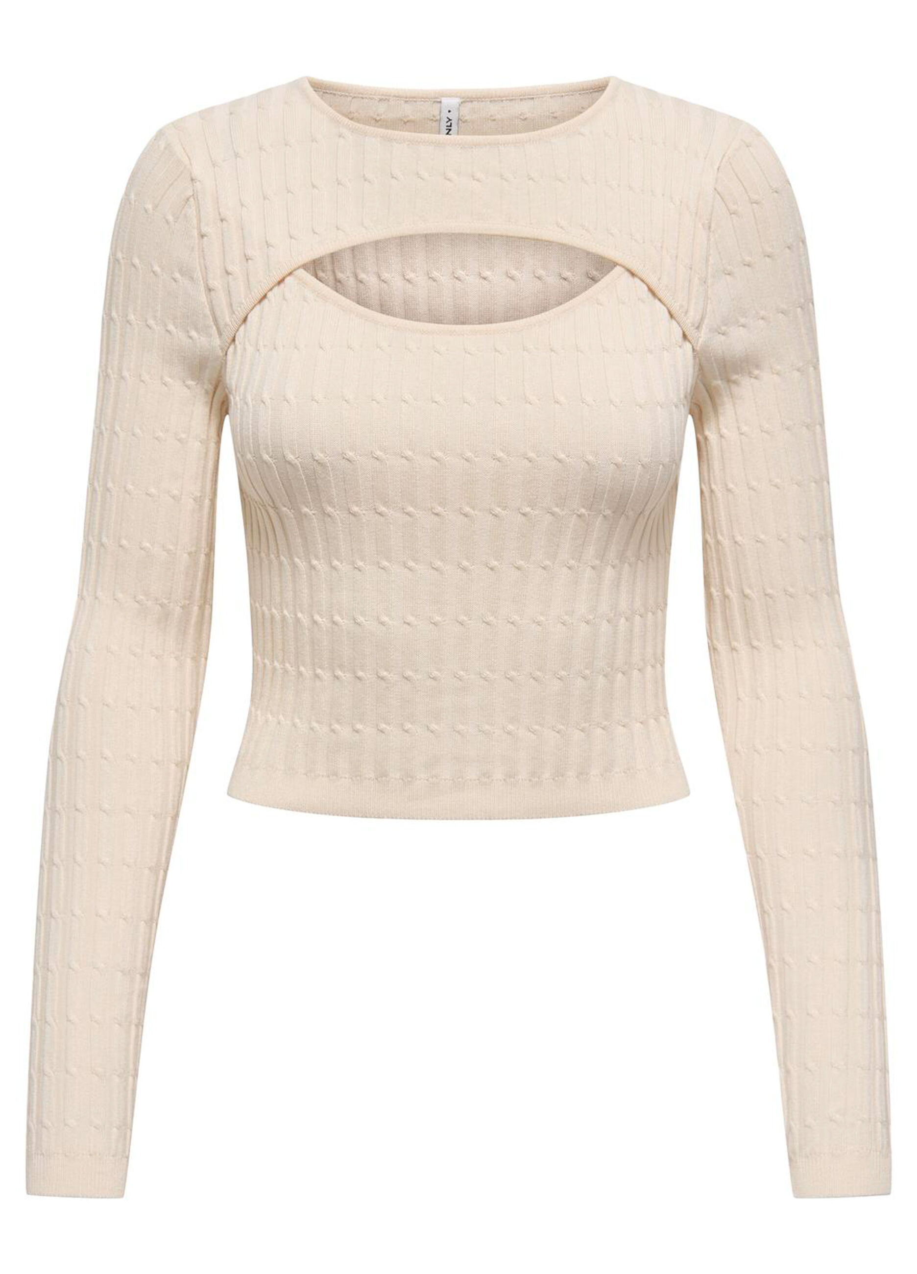 Tricot con lavorazione a treccia donna_0